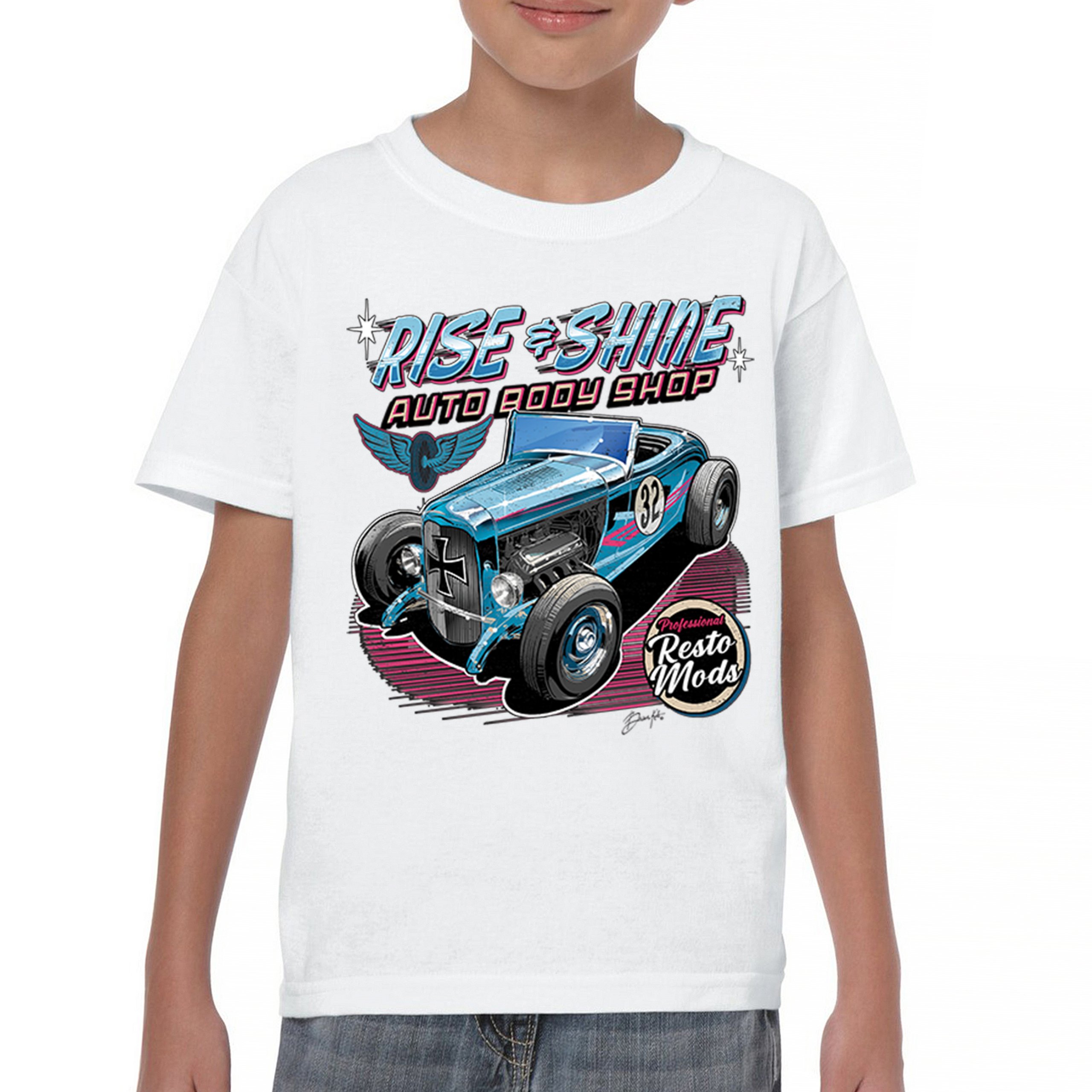 Rise and Shine Hot Rod Youth T-shirt Auto Body Shop Custom Classic Cars Kids - Picture 23 of 50