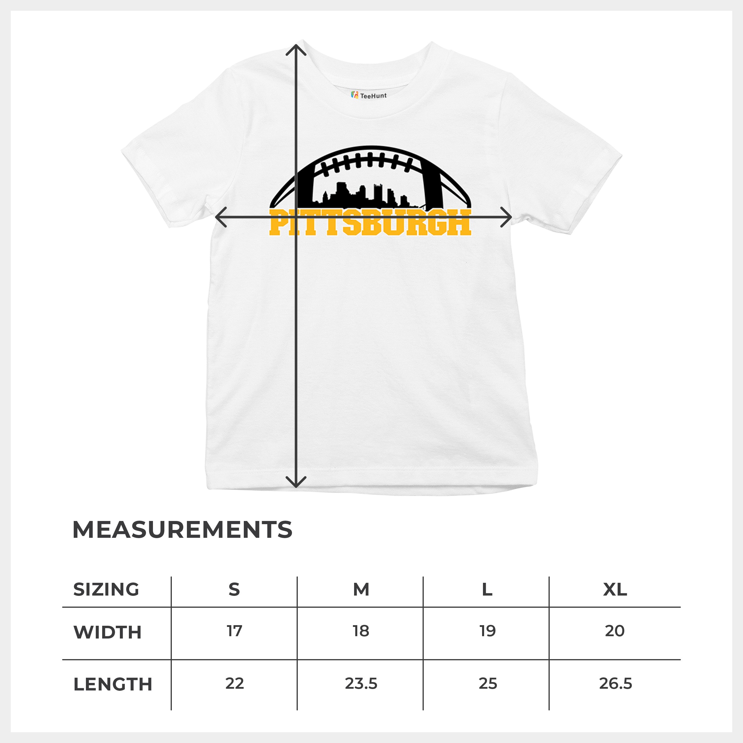 Pittsburgh Skyline Football Youth T-shirt Steel City Bleed Black and Gold Kids - Picture 8 of 50
