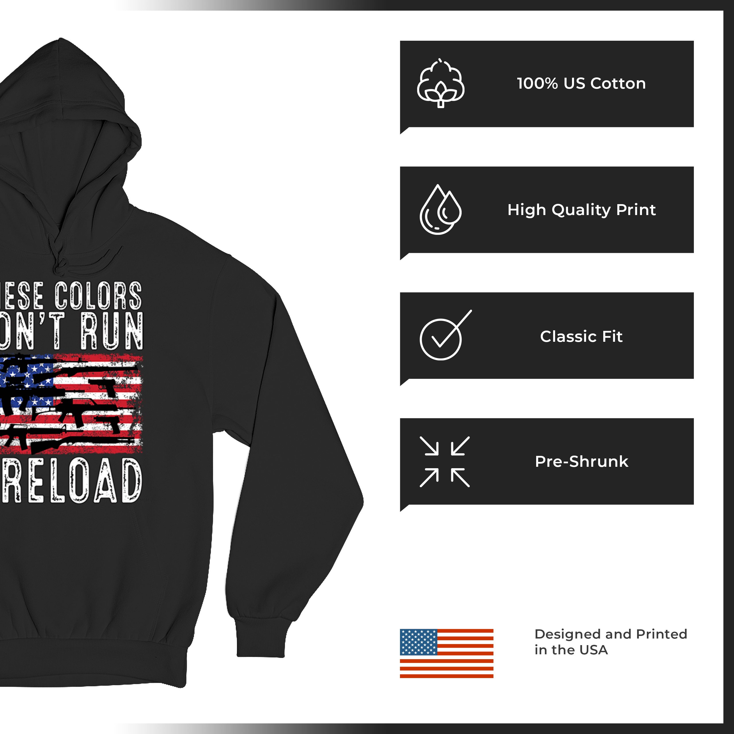 These Colors Don't Run They Reload Sweatshirt 2nd Amendment Gun Rights Hoodie - Picture 7 of 57