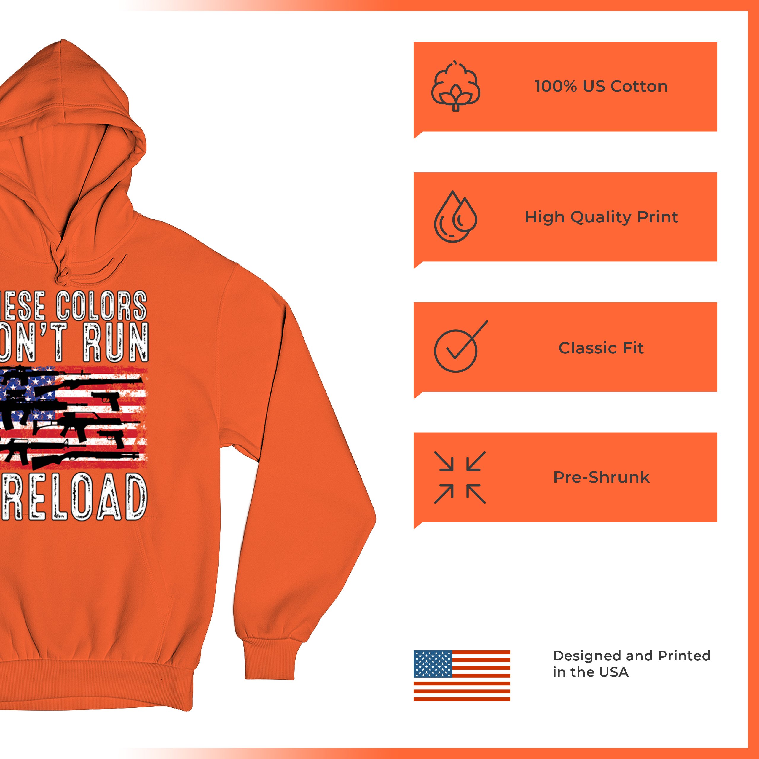 These Colors Don't Run They Reload Sweatshirt 2nd Amendment Gun Rights Hoodie - Picture 21 of 57