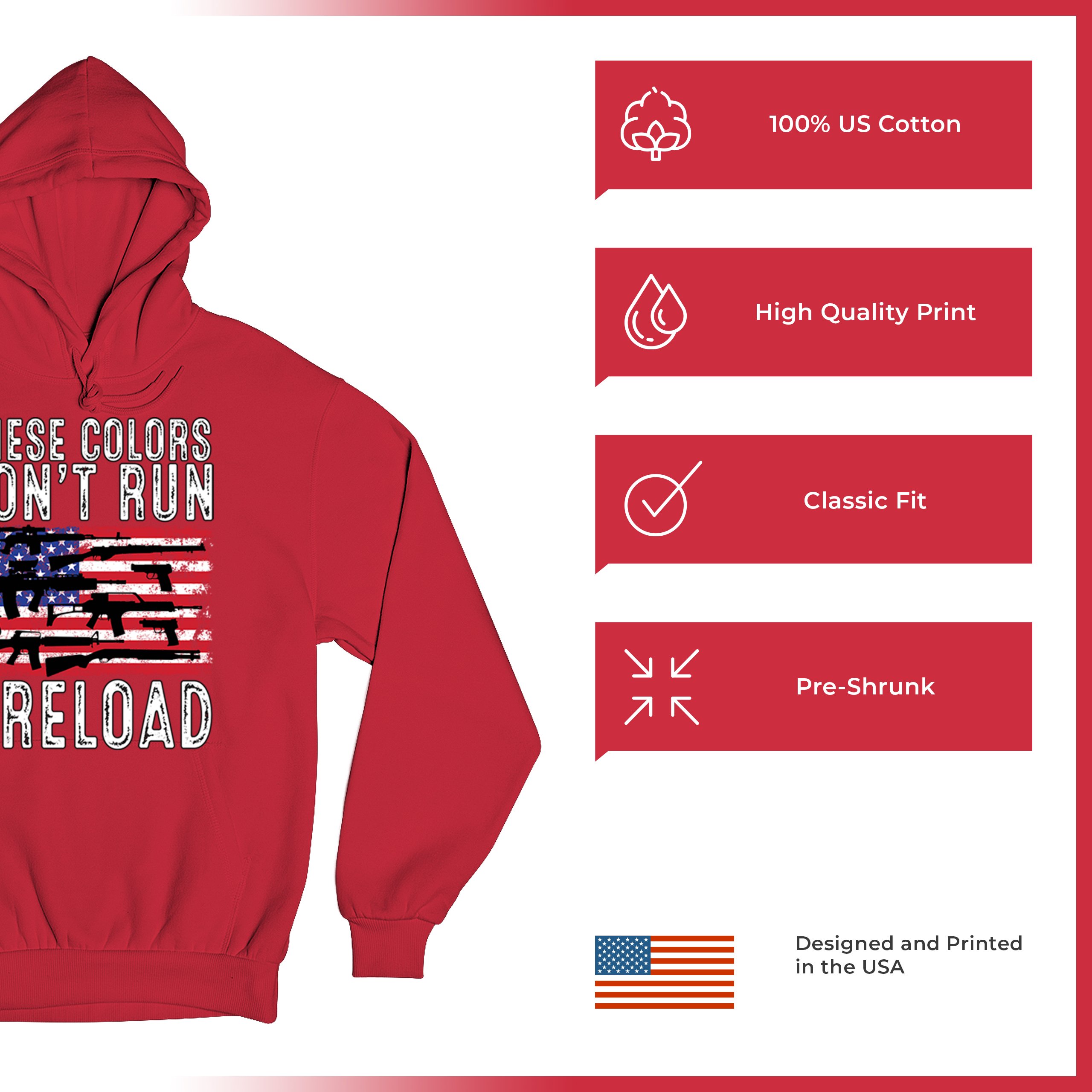 These Colors Don't Run They Reload Sweatshirt 2nd Amendment Gun Rights Hoodie - Picture 35 of 57