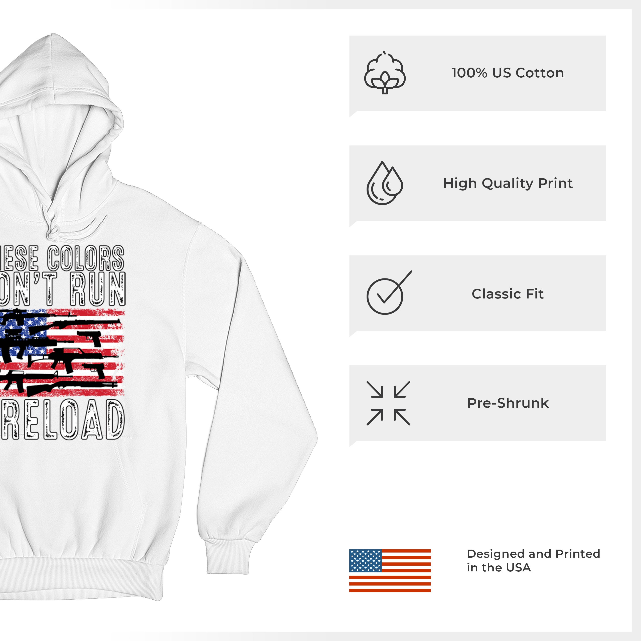 These Colors Don't Run They Reload Sweatshirt 2nd Amendment Gun Rights Hoodie - Picture 42 of 57