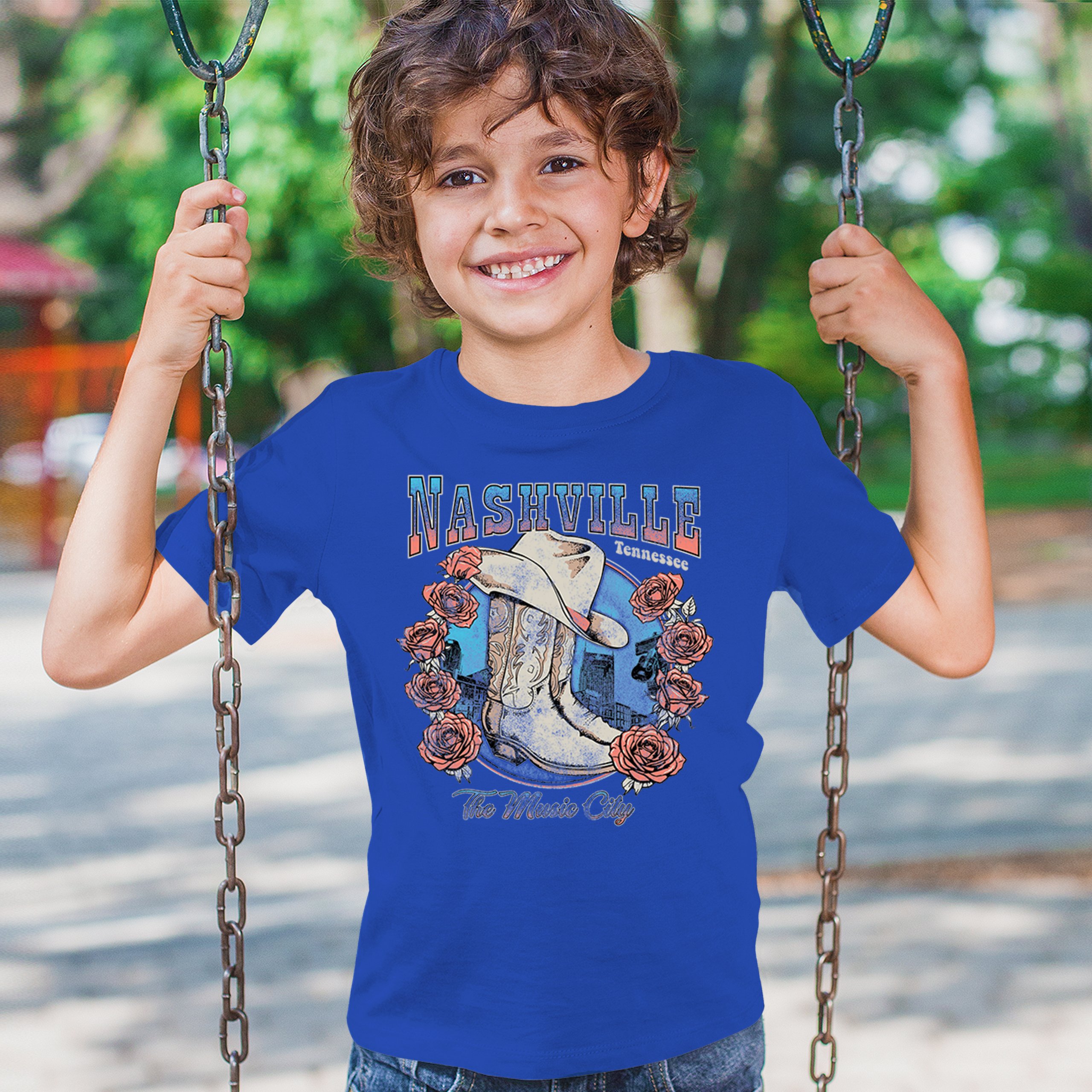 Nashville The Music City Youth T-shirt Country Cowgirl Boots and Hat Kids - Picture 40 of 50