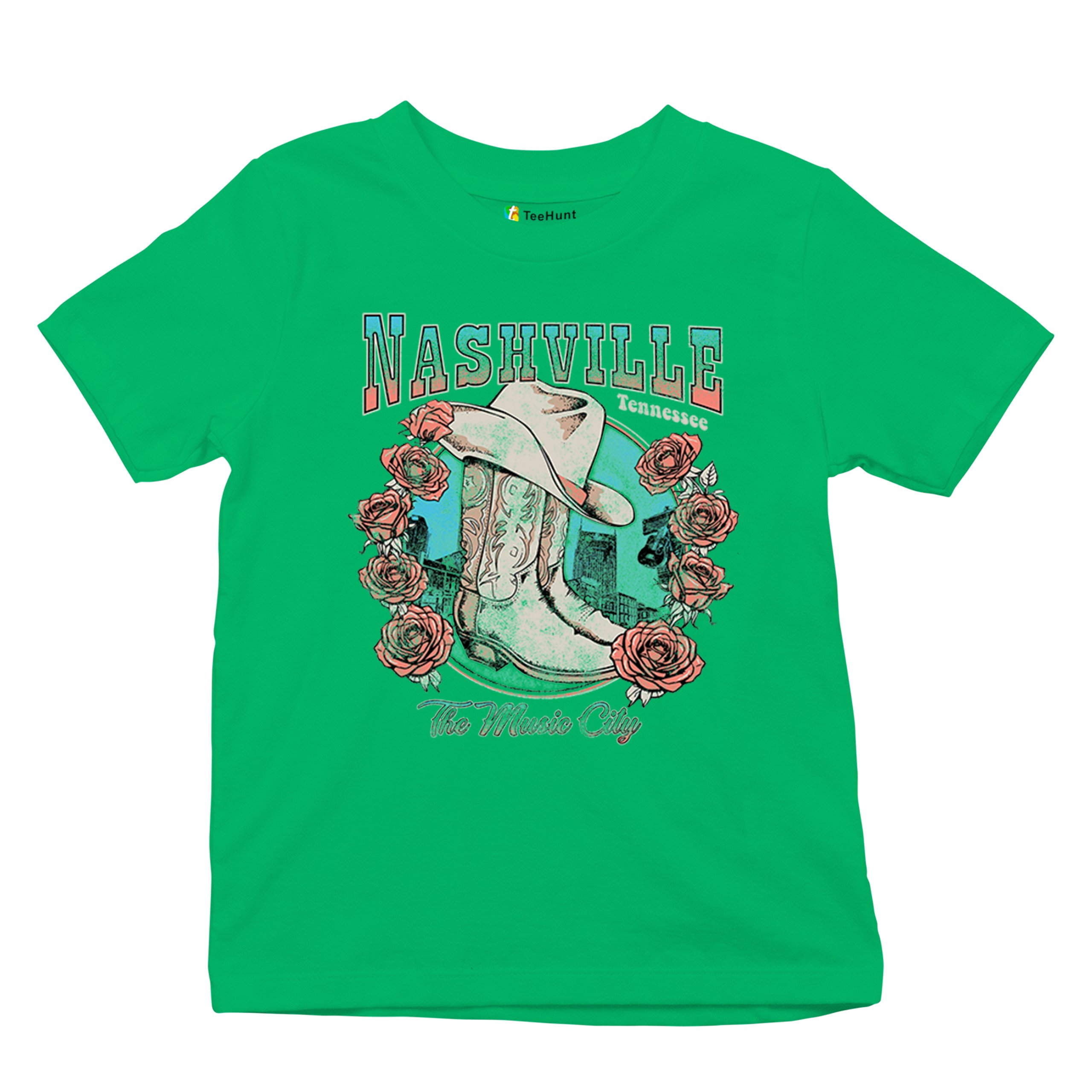 Nashville The Music City Youth T-shirt Country Cowgirl Boots and Hat Kids - Picture 34 of 50