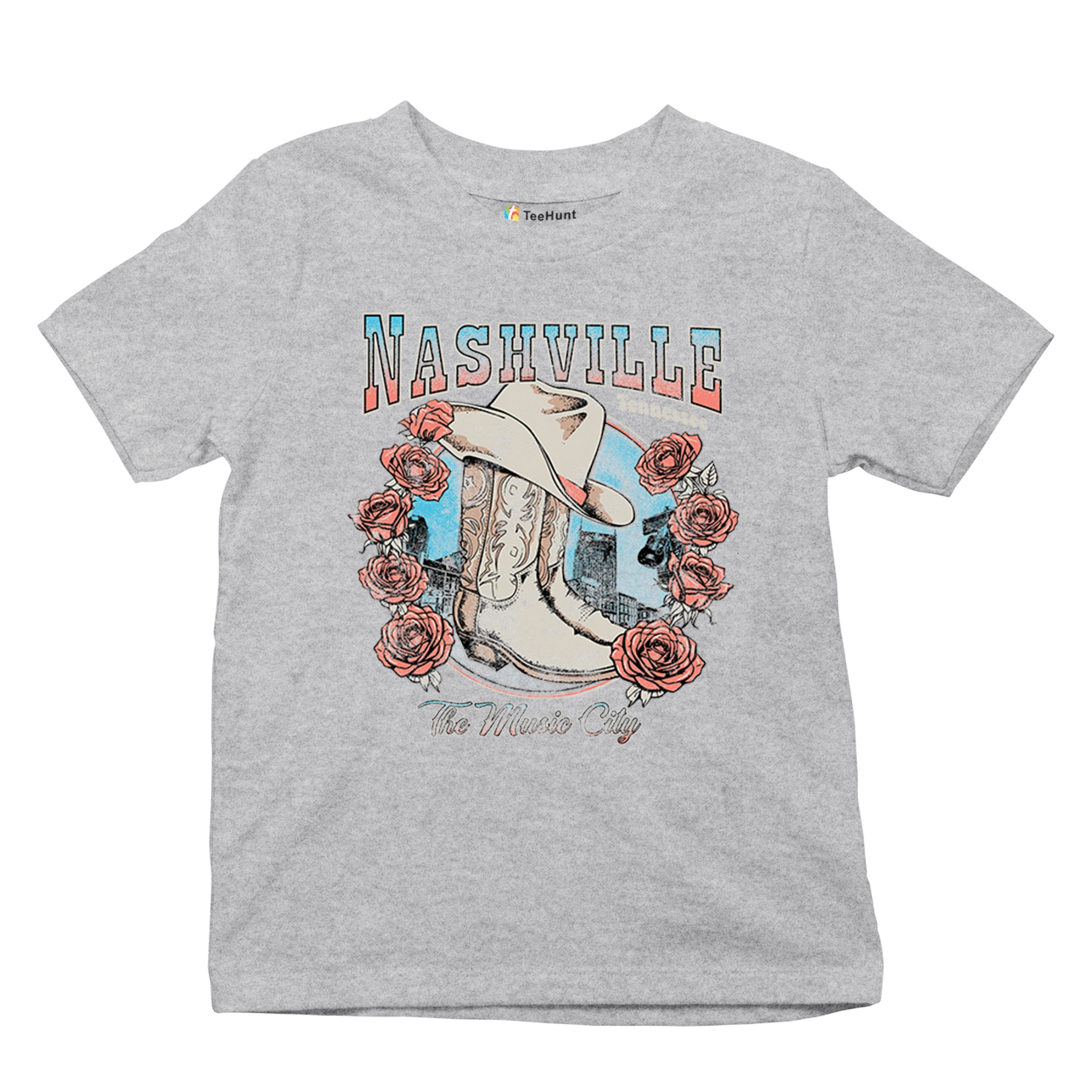 Nashville The Music City Youth T-shirt Country Cowgirl Boots and Hat Kids - Picture 13 of 50