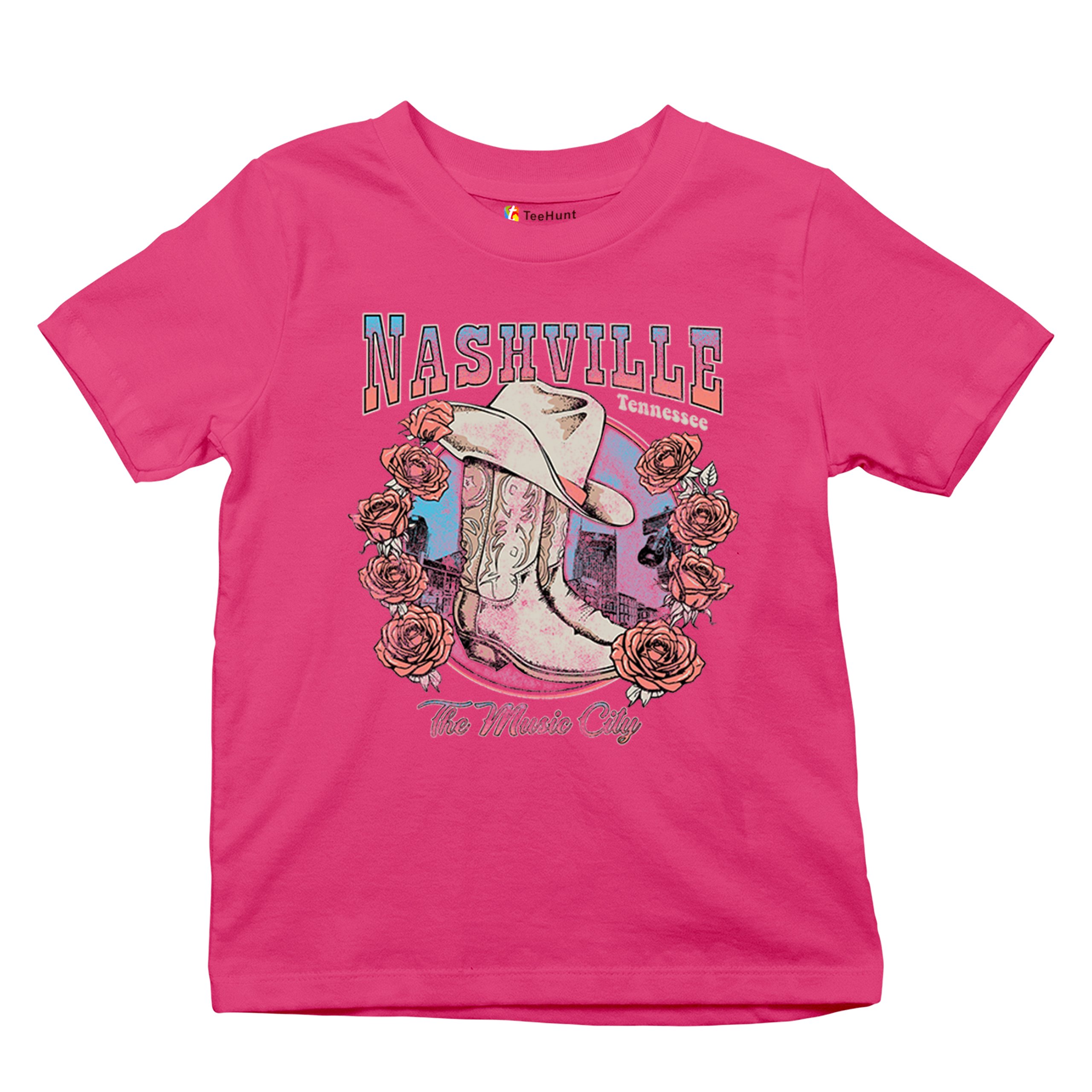 Nashville The Music City Youth T-shirt Country Cowgirl Boots and Hat Kids - Picture 48 of 50