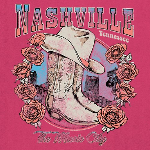 Nashville The Music City Youth T-shirt Country Cowgirl Boots and Hat Kids - Picture 46 of 50