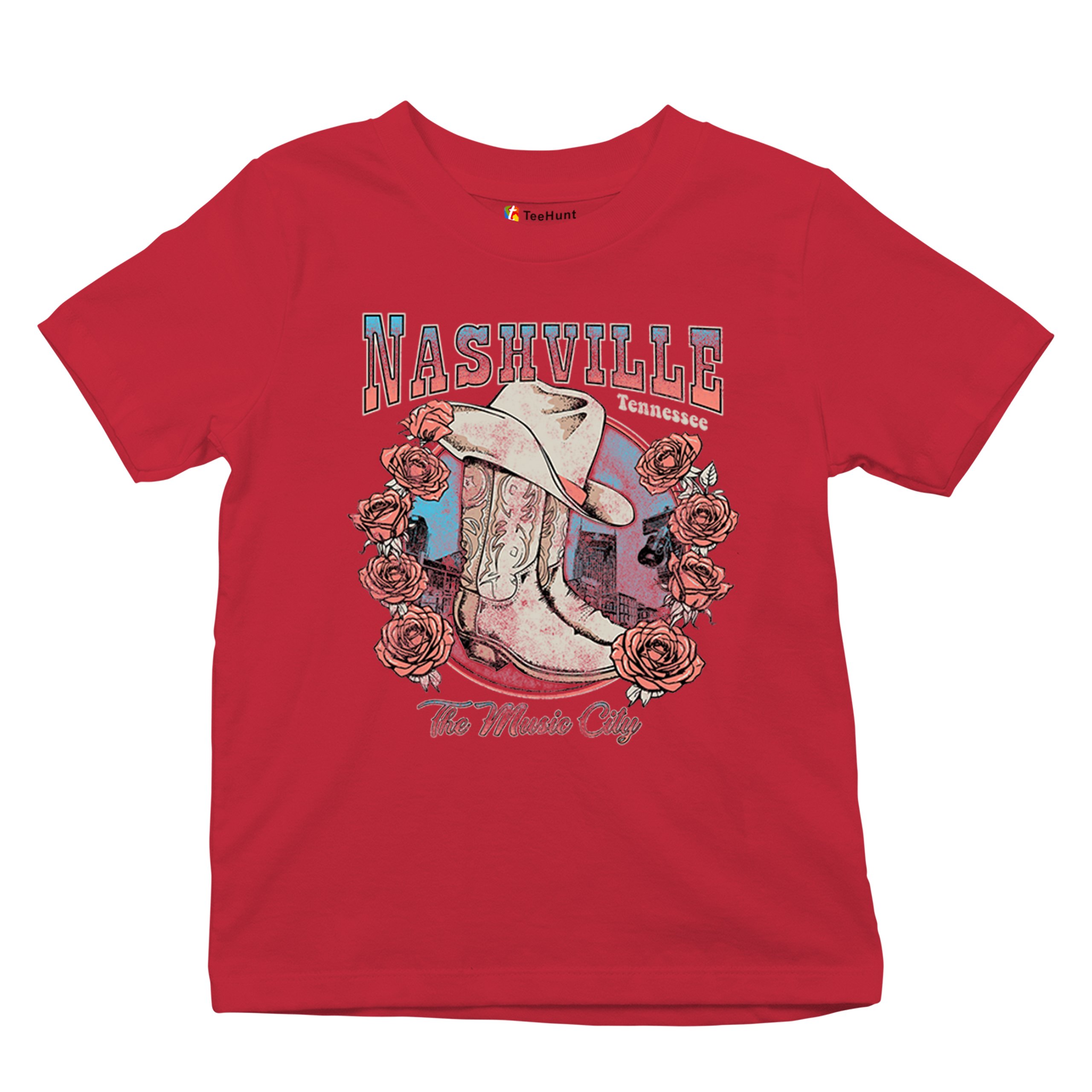 Nashville The Music City Youth T-shirt Country Cowgirl Boots and Hat Kids - Picture 20 of 50