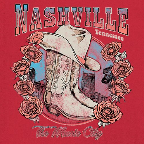 Nashville The Music City Youth T-shirt Country Cowgirl Boots and Hat Kids - Picture 18 of 50