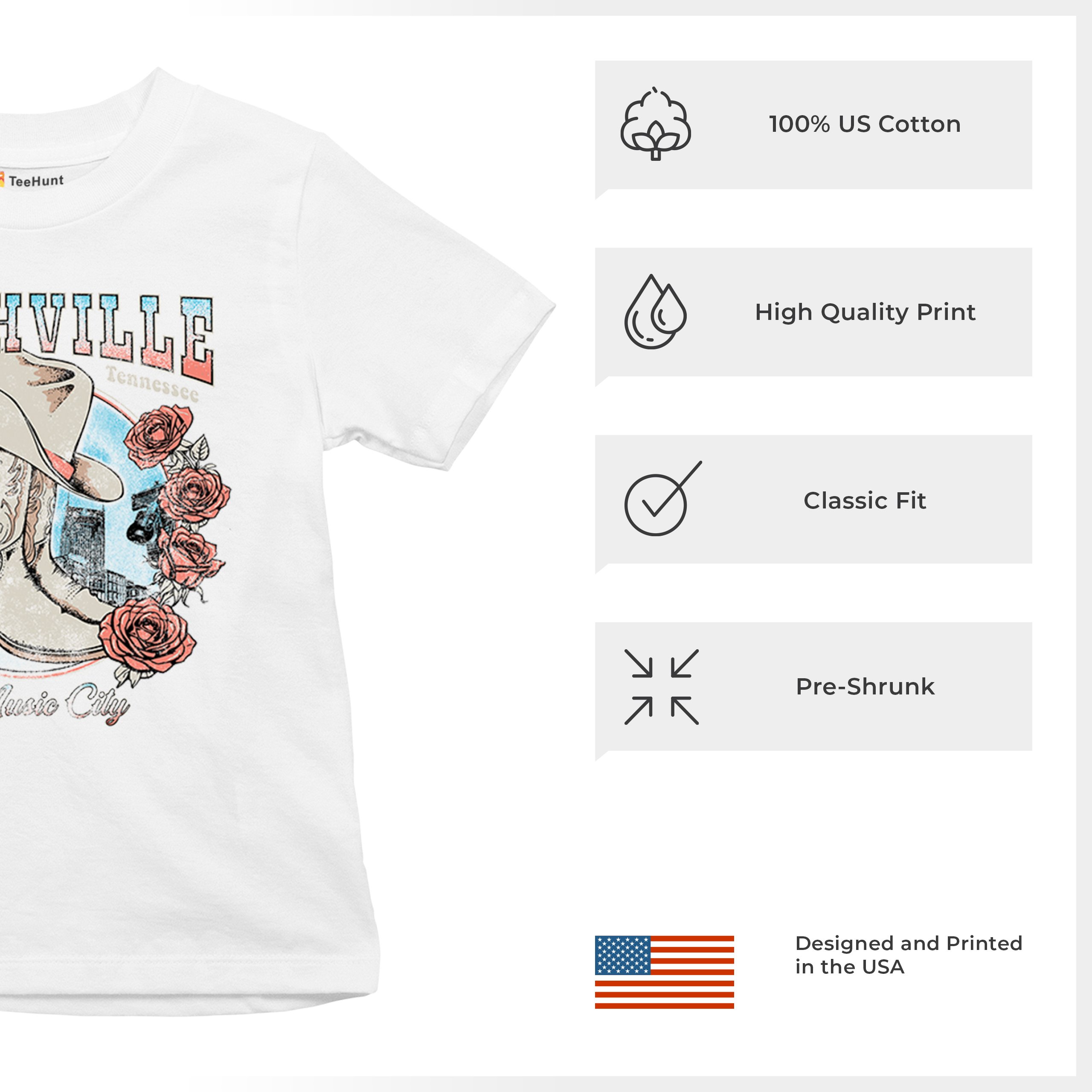 Nashville The Music City Youth T-shirt Country Cowgirl Boots and Hat Kids - Picture 28 of 50