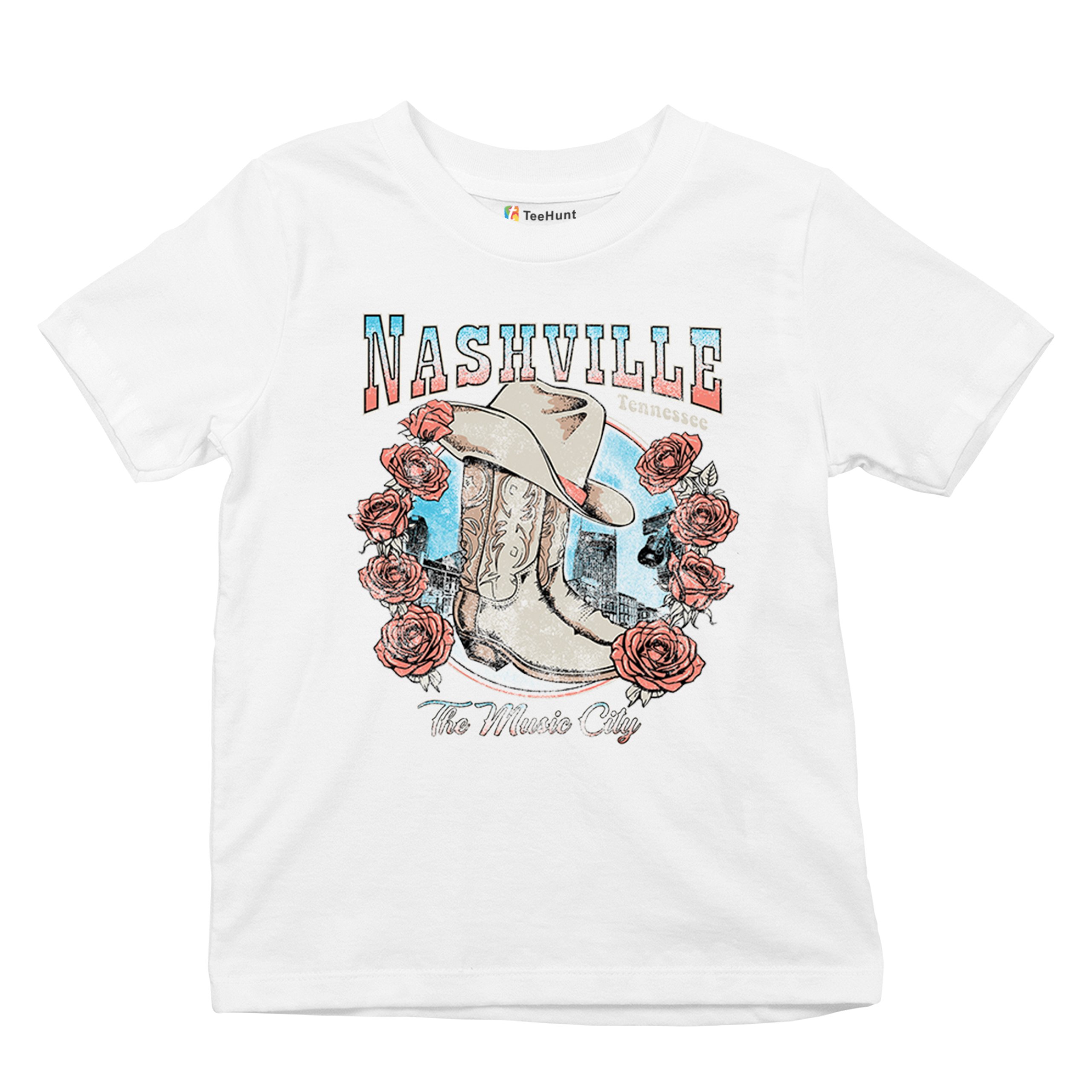 Nashville The Music City Youth T-shirt Country Cowgirl Boots and Hat Kids - Picture 27 of 50