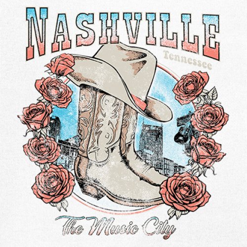Nashville The Music City Youth T-shirt Country Cowgirl Boots and Hat Kids - Picture 25 of 50