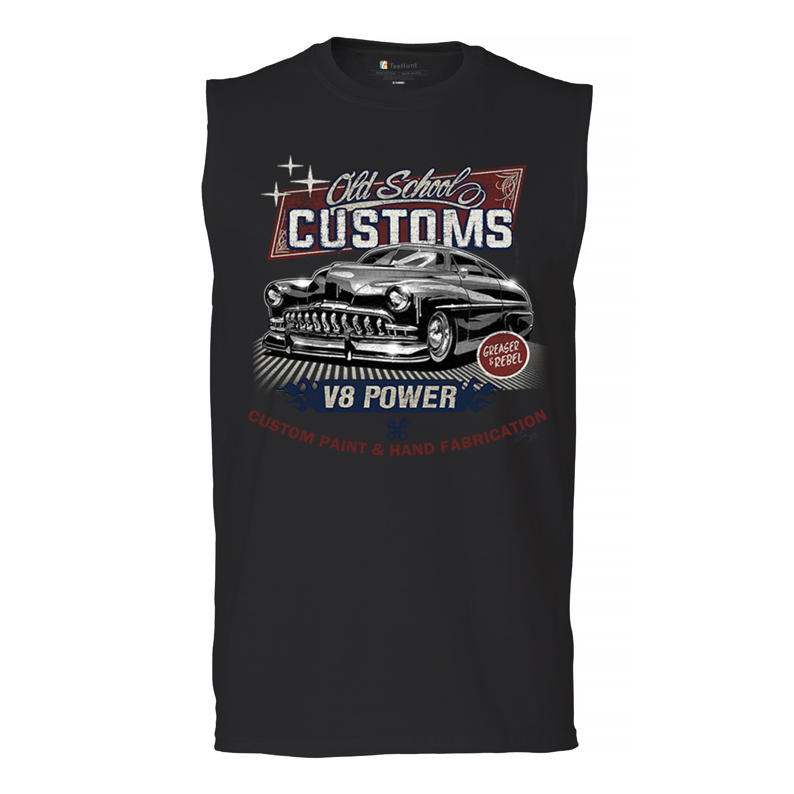 Old School Custom V8 Muscle Shirt Hot Rod Greaser & Rebel Classic Car Men’s