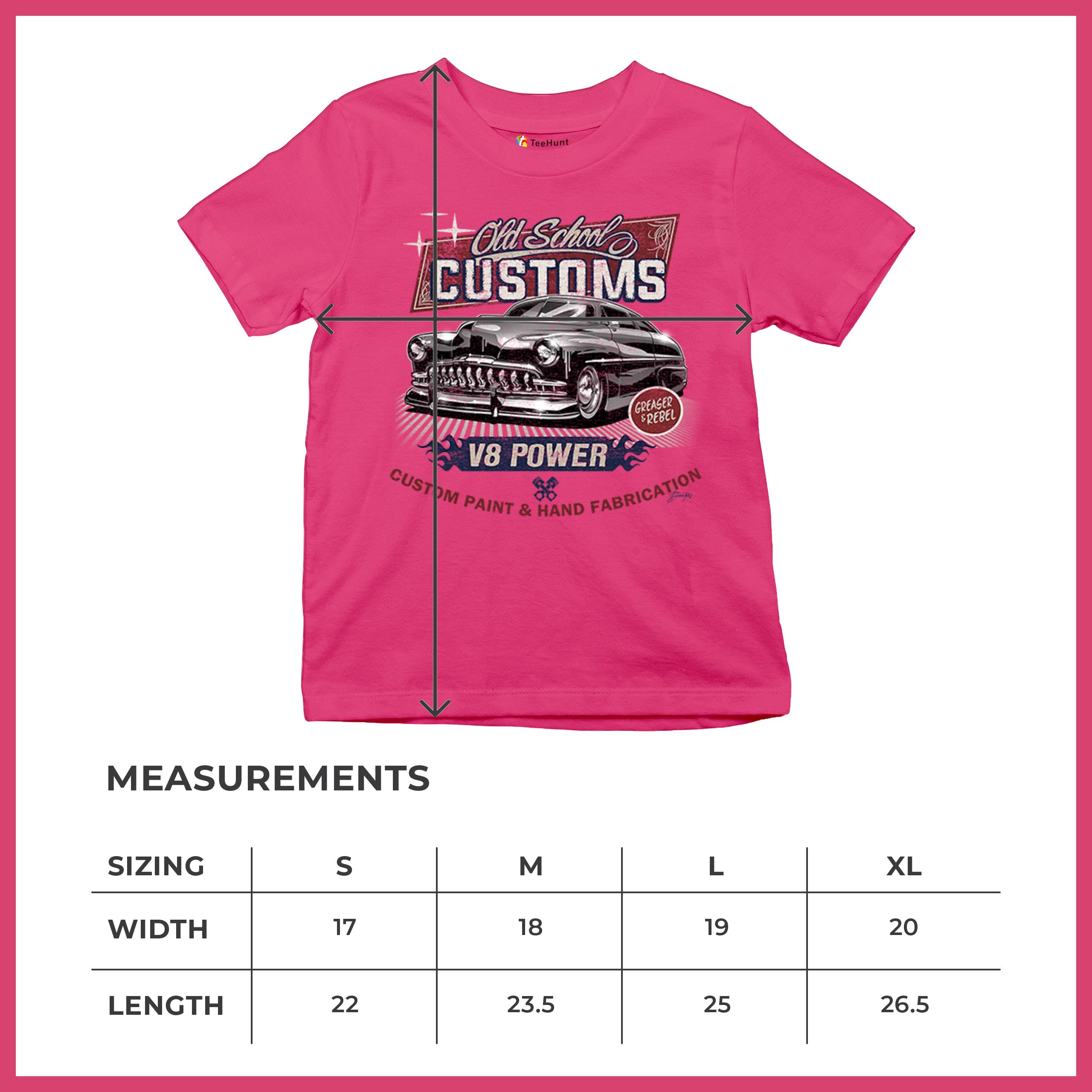 Old School Custom V8 Youth T-shirt Hot Rod Greaser & Rebel Classic Car Kids - Picture 50 of 50