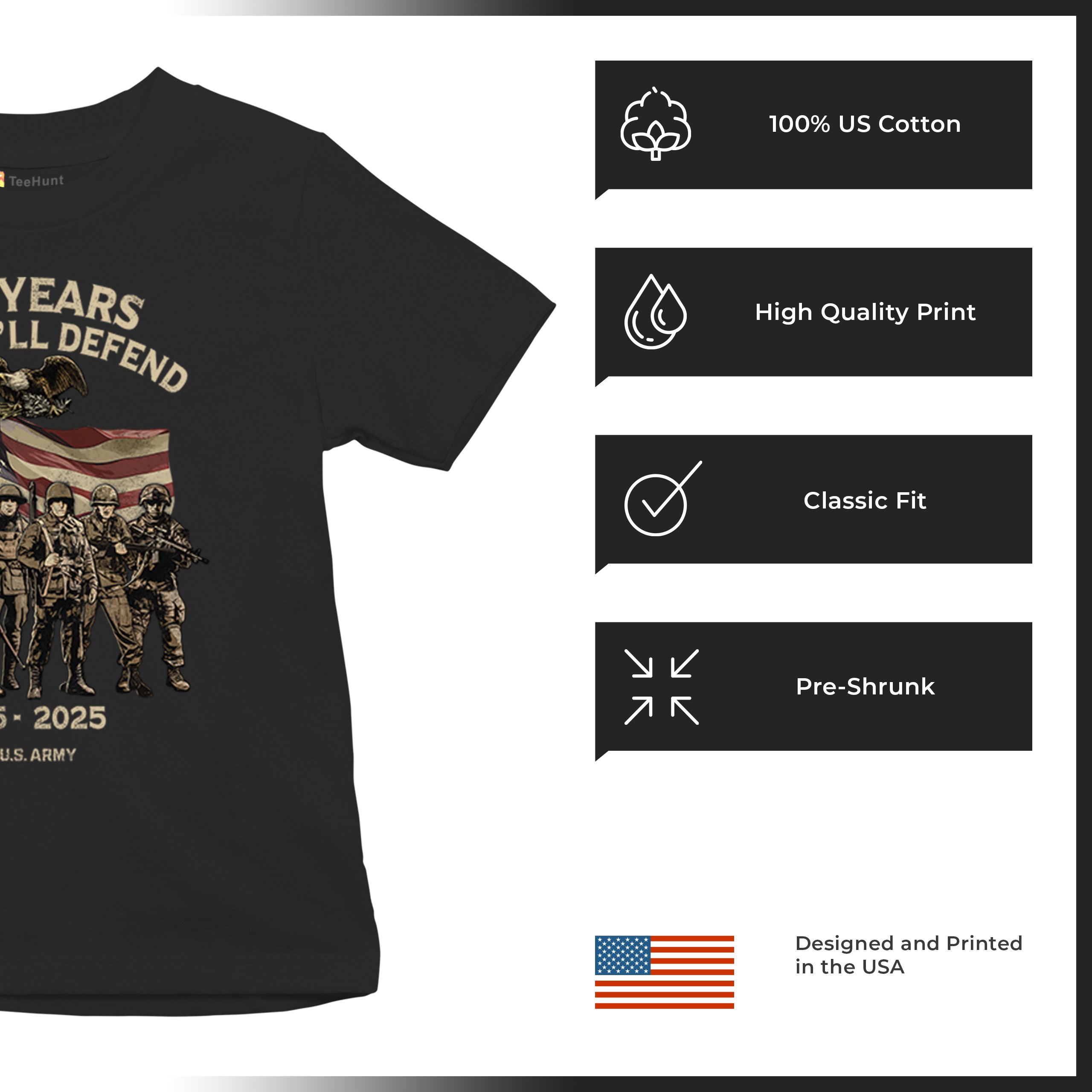 US Army 250 Years Youth T-shirt American Military Veteran DD 214 Kids - Picture 7 of 43