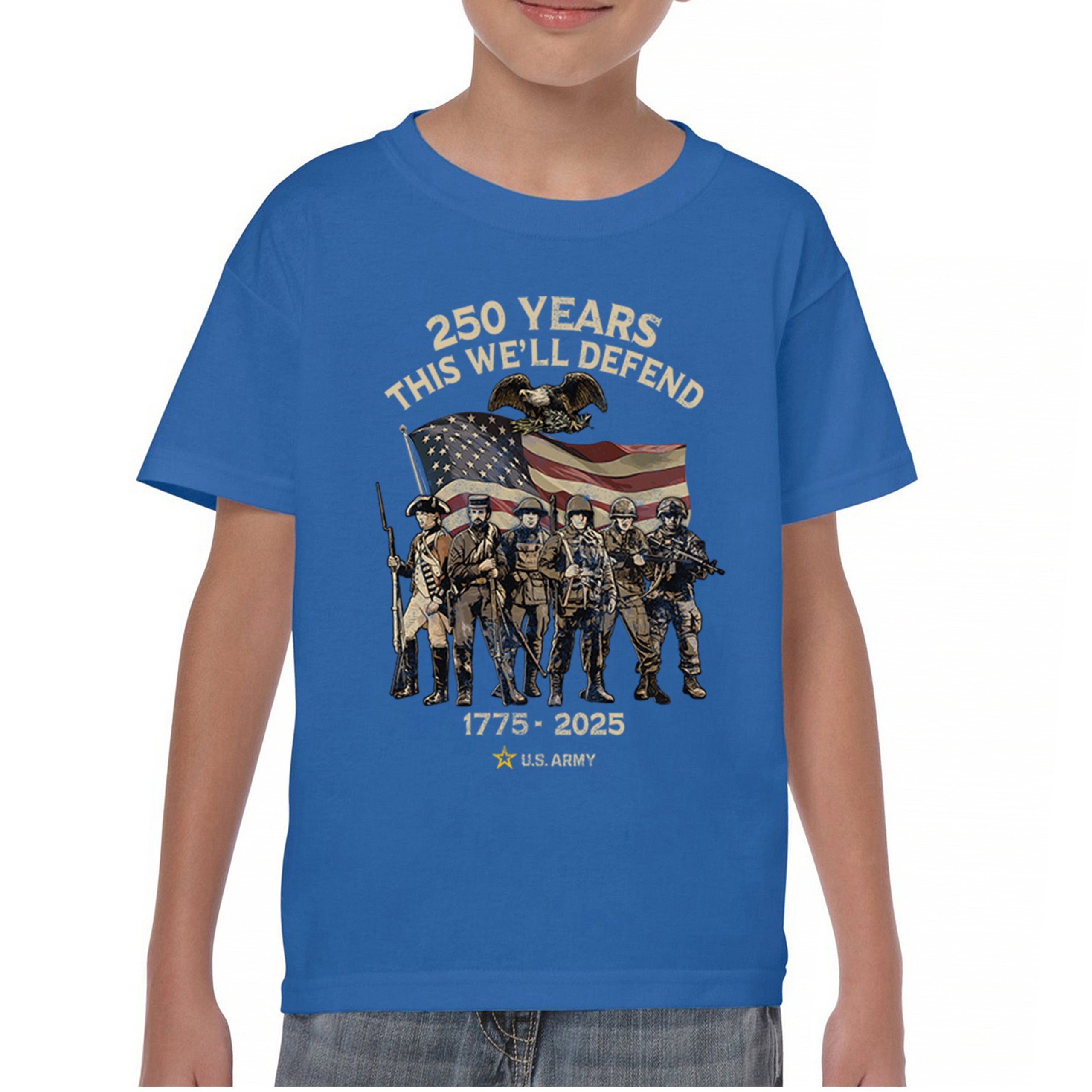 US Army 250 Years Youth T-shirt American Military Veteran DD 214 Kids - Picture 30 of 43