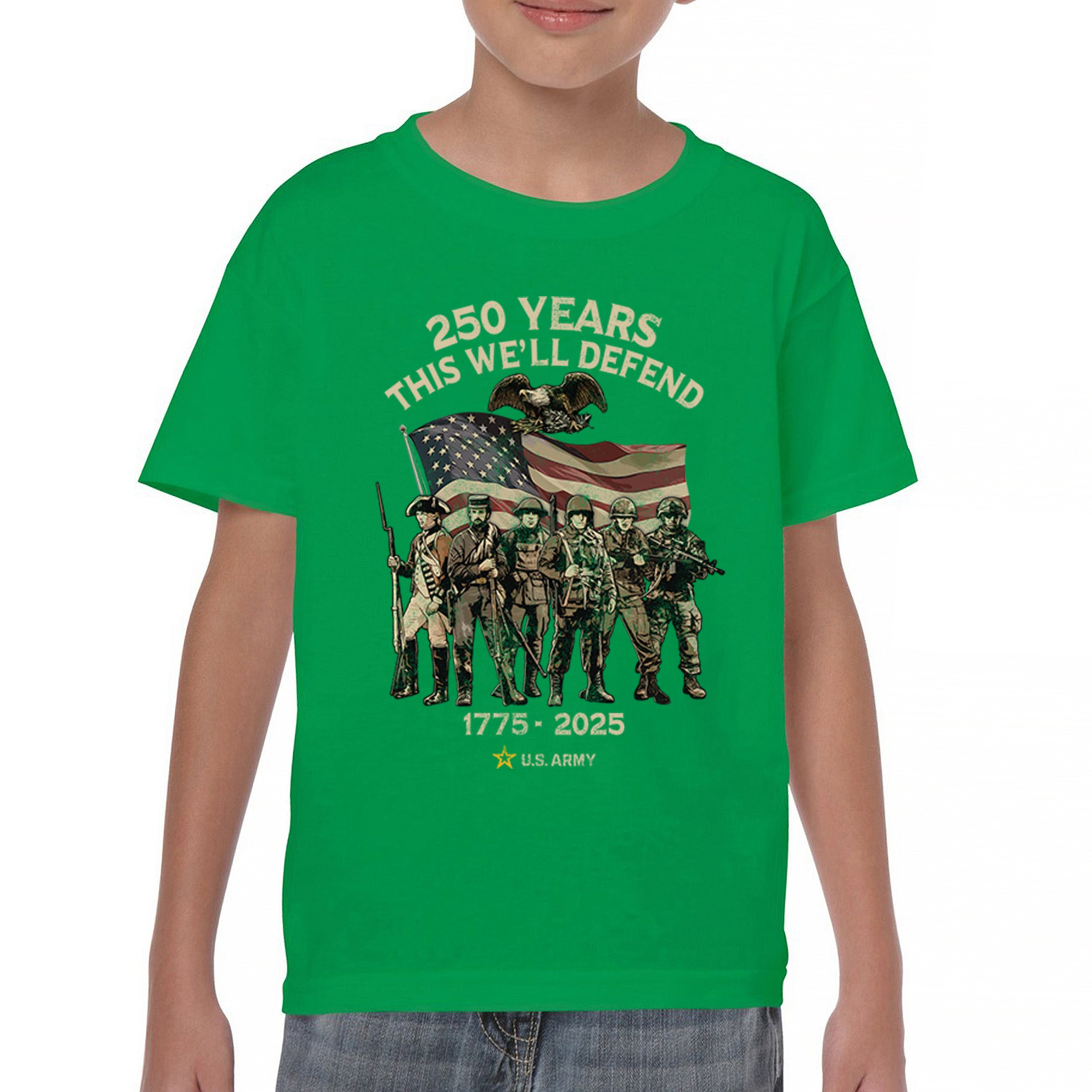 US Army 250 Years Youth T-shirt American Military Veteran DD 214 Kids - Picture 23 of 43