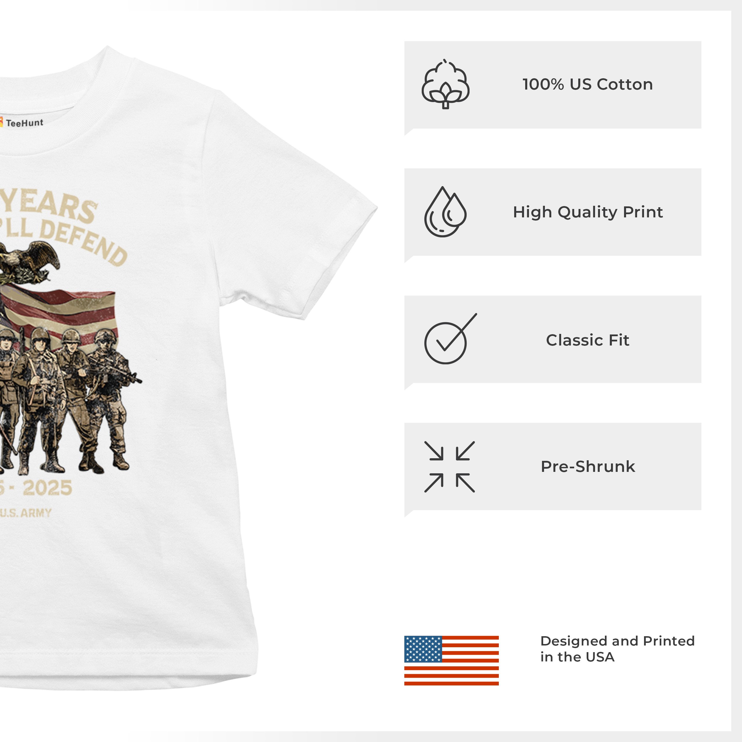 US Army 250 Years Youth T-shirt American Military Veteran DD 214 Kids - Picture 21 of 43