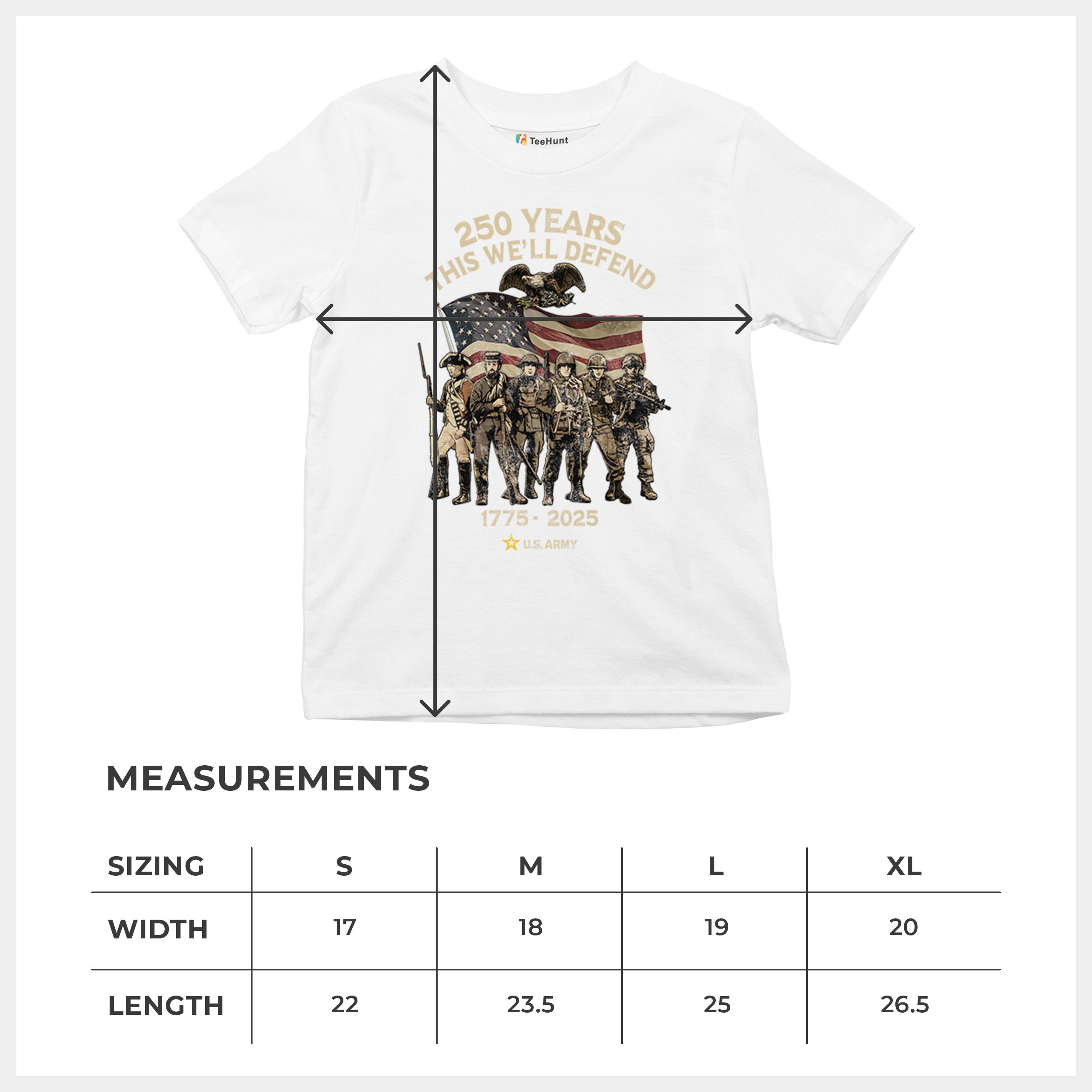 US Army 250 Years Youth T-shirt American Military Veteran DD 214 Kids - Picture 22 of 43