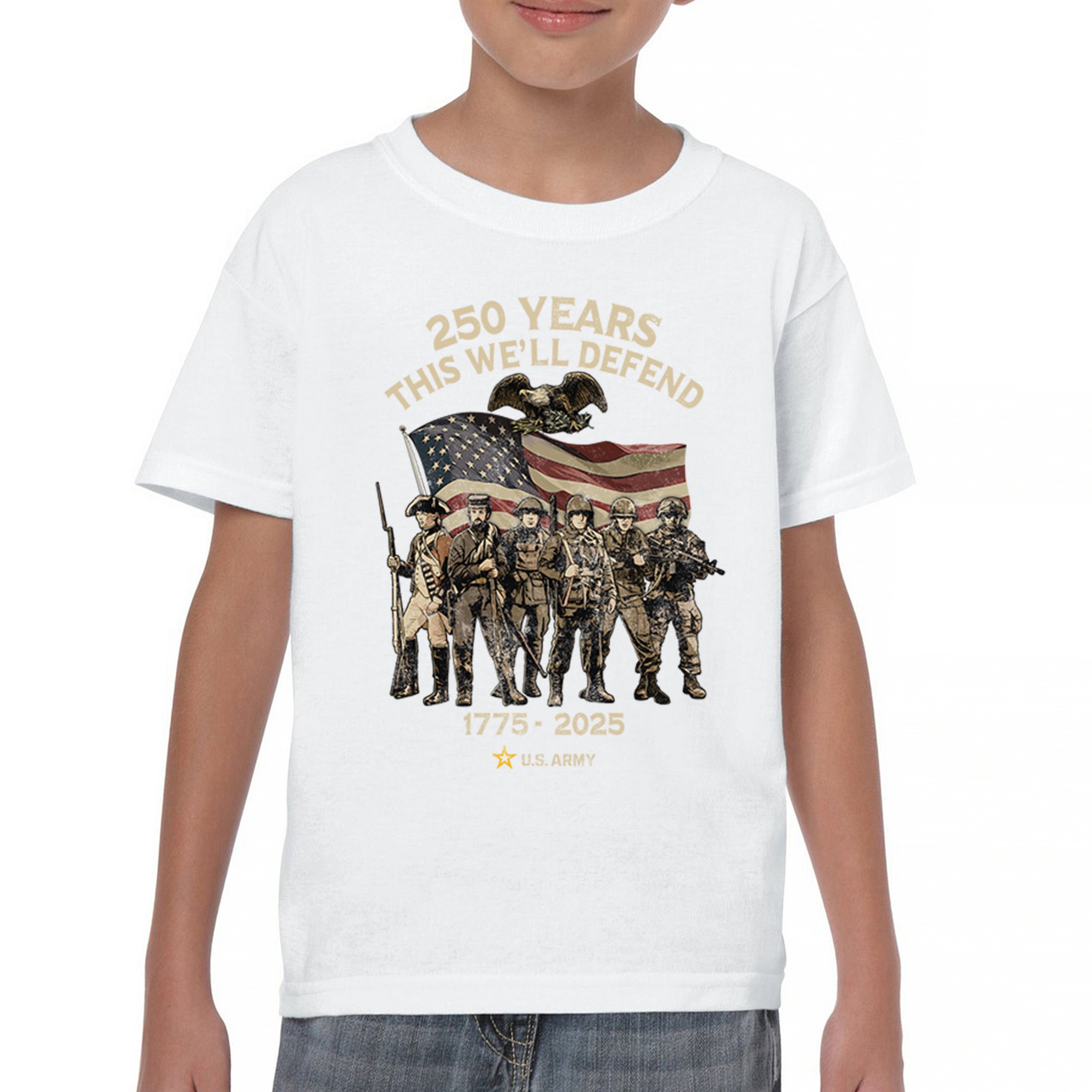 US Army 250 Years Youth T-shirt American Military Veteran DD 214 Kids - Picture 16 of 43