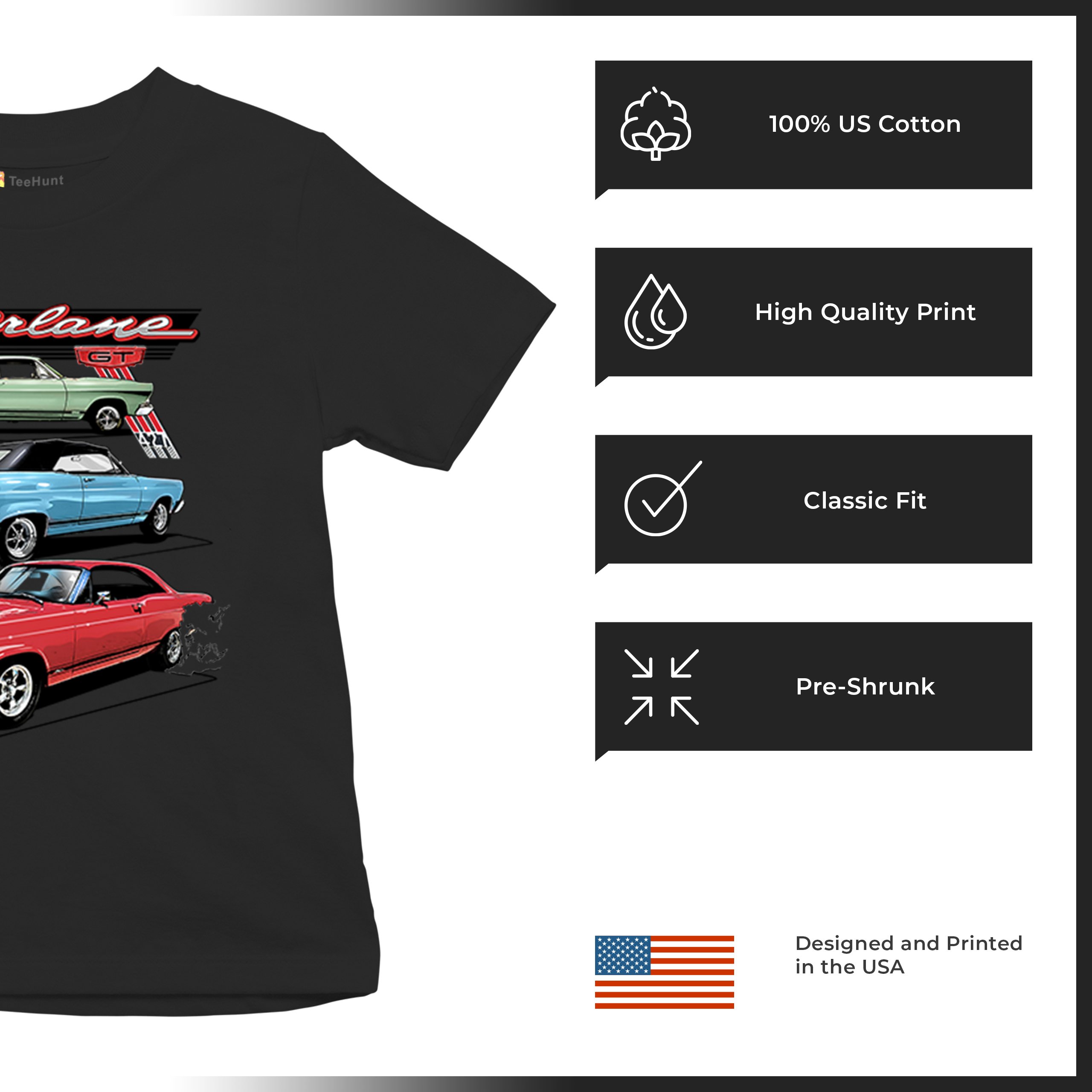 1967 Ford Fairlane GT Youth T-shirt American Muscle Car Vintage 60s Retro Kids - Picture 7 of 50