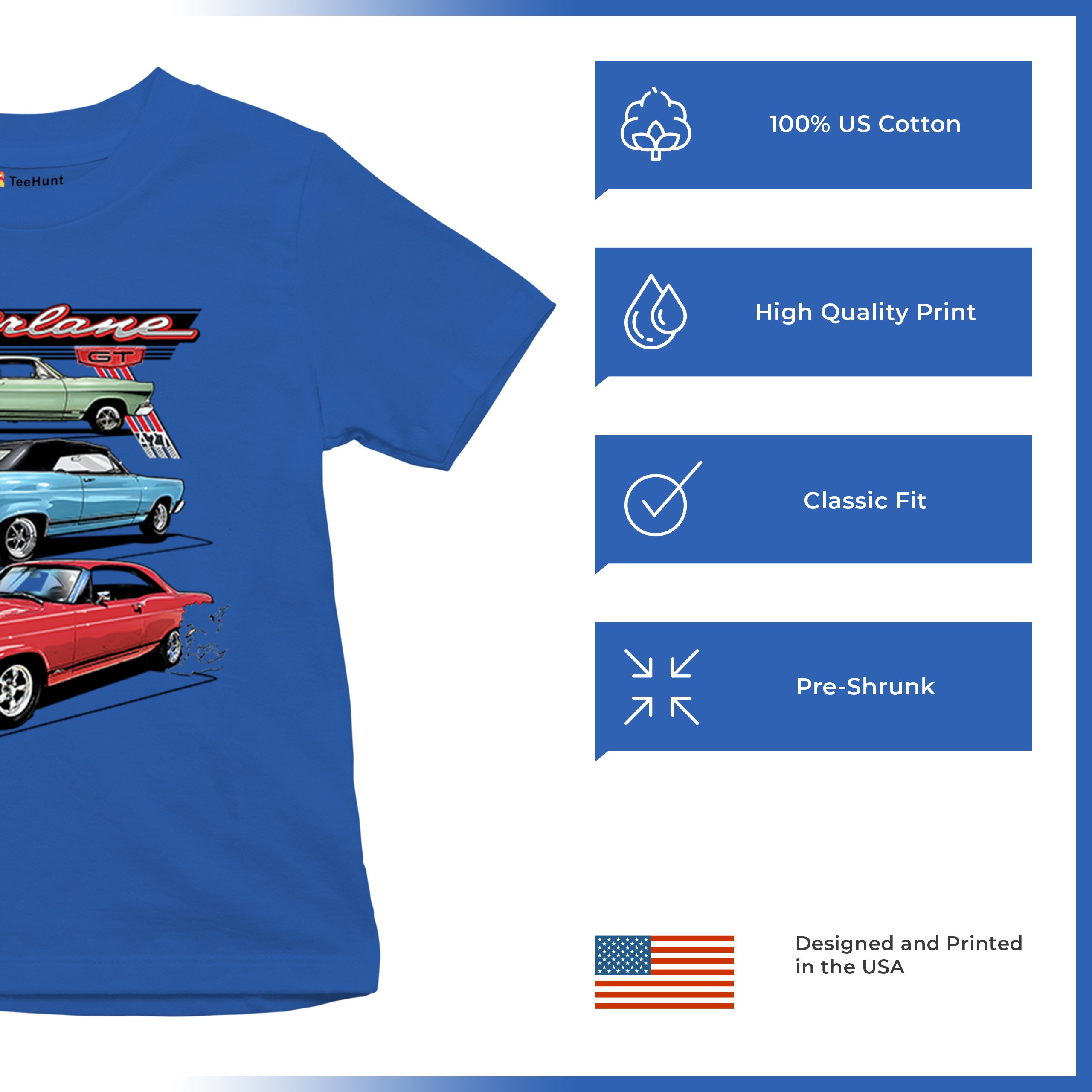 1967 Ford Fairlane GT Youth T-shirt American Muscle Car Vintage 60s Retro Kids - Picture 42 of 50