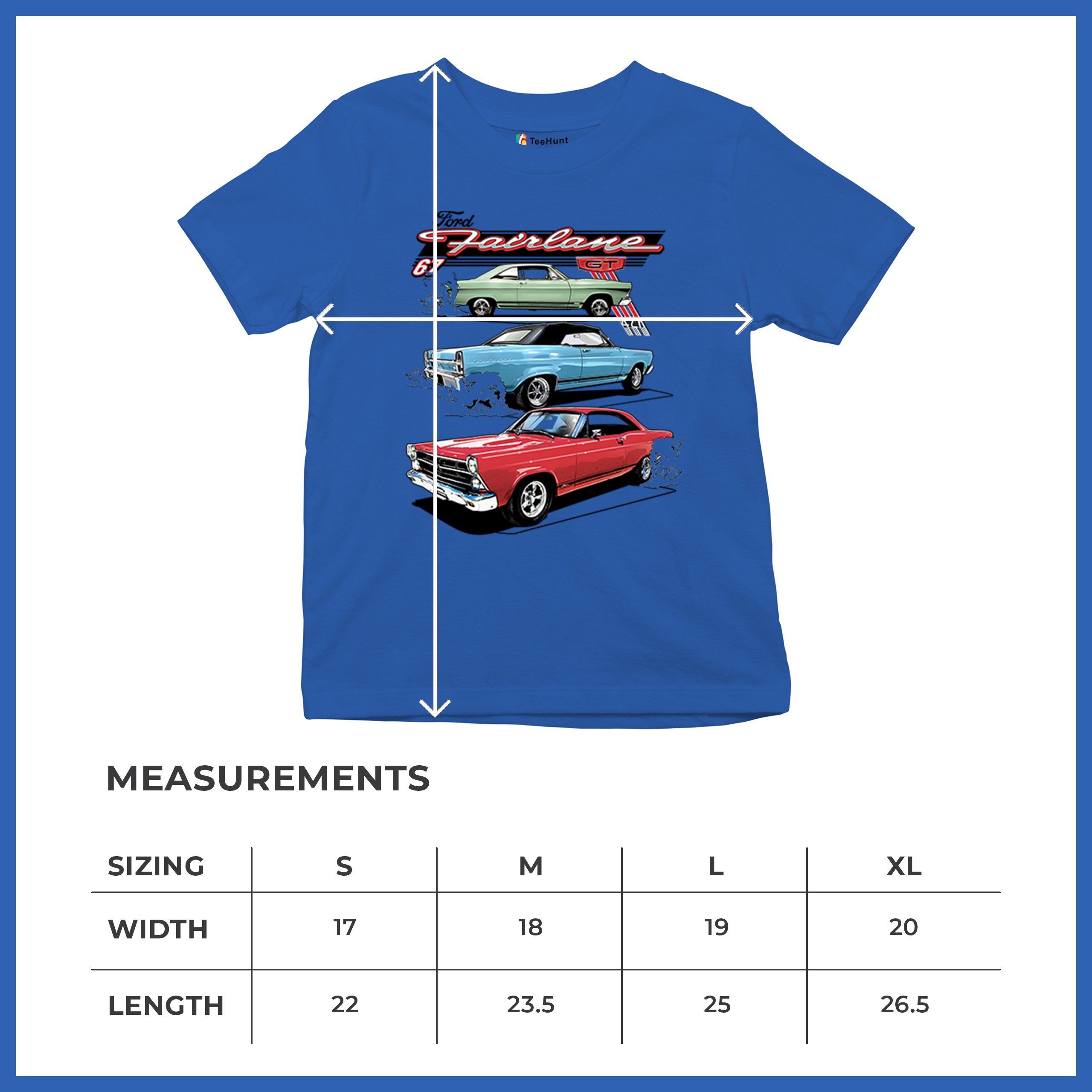 1967 Ford Fairlane GT Youth T-shirt American Muscle Car Vintage 60s Retro Kids - Picture 43 of 50