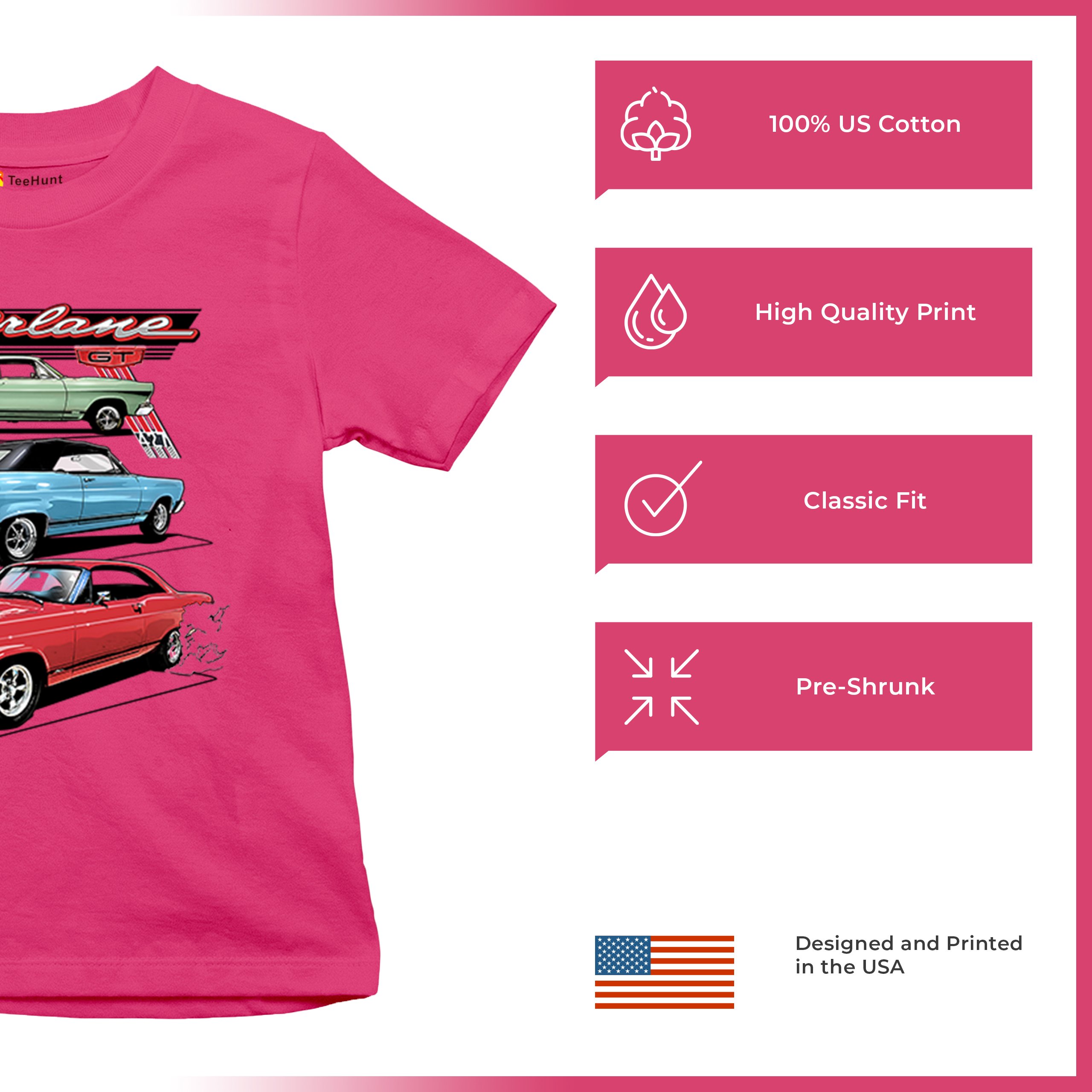 1967 Ford Fairlane GT Youth T-shirt American Muscle Car Vintage 60s Retro Kids - Picture 49 of 50