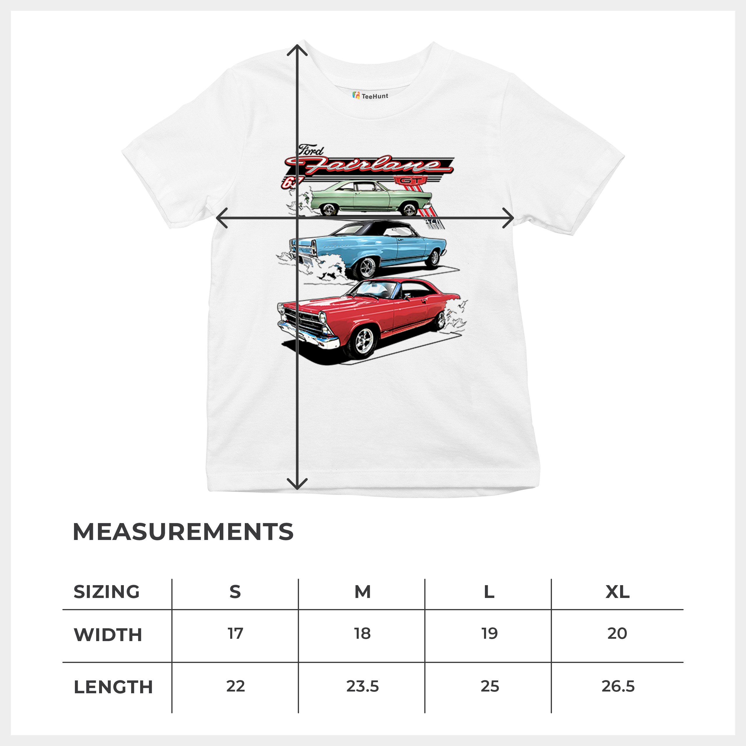 1967 Ford Fairlane GT Youth T-shirt American Muscle Car Vintage 60s Retro Kids - Picture 29 of 50