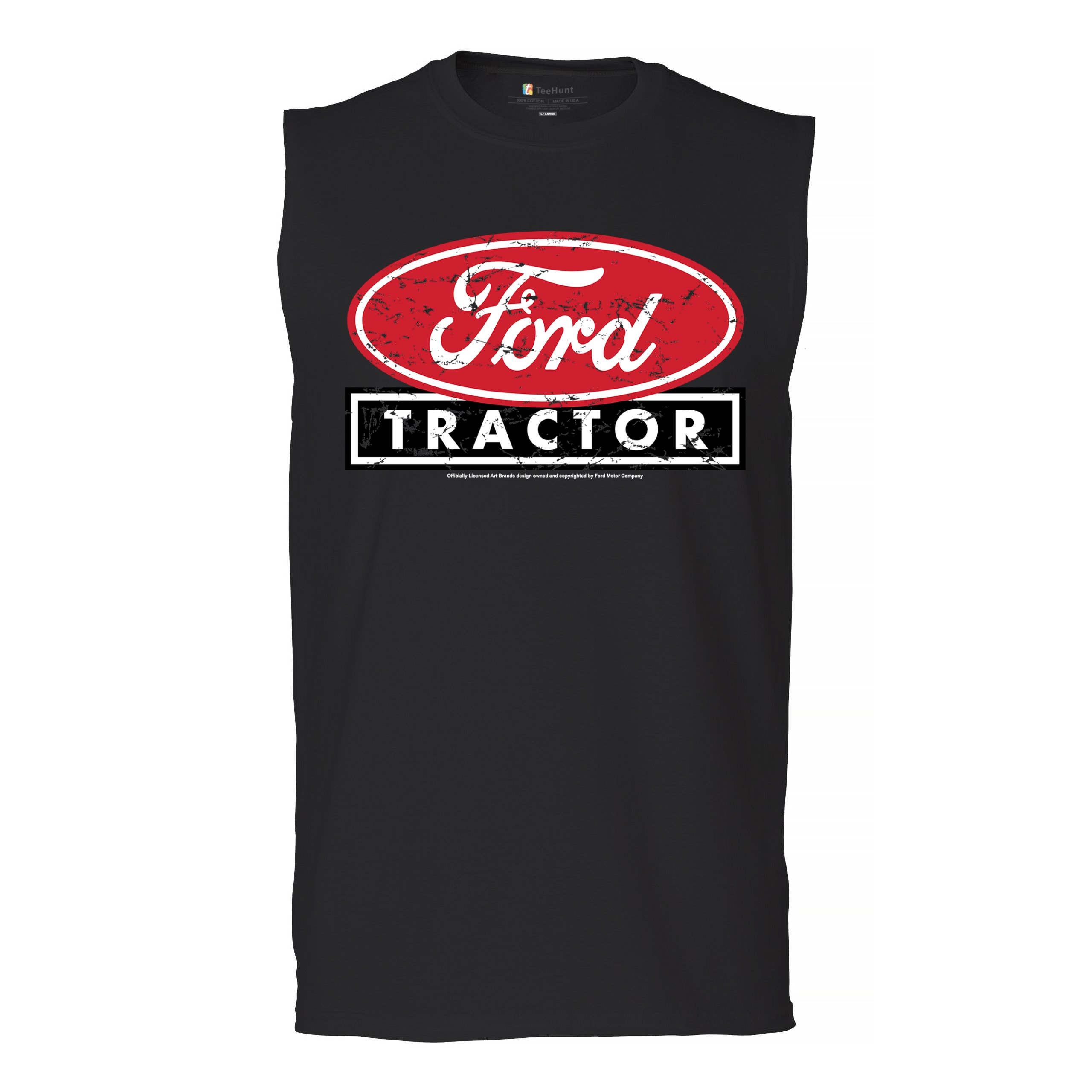 Ford Tractor Red Distressed Logo Muscle Shirt Vintage Farm Classic Brand Men’s