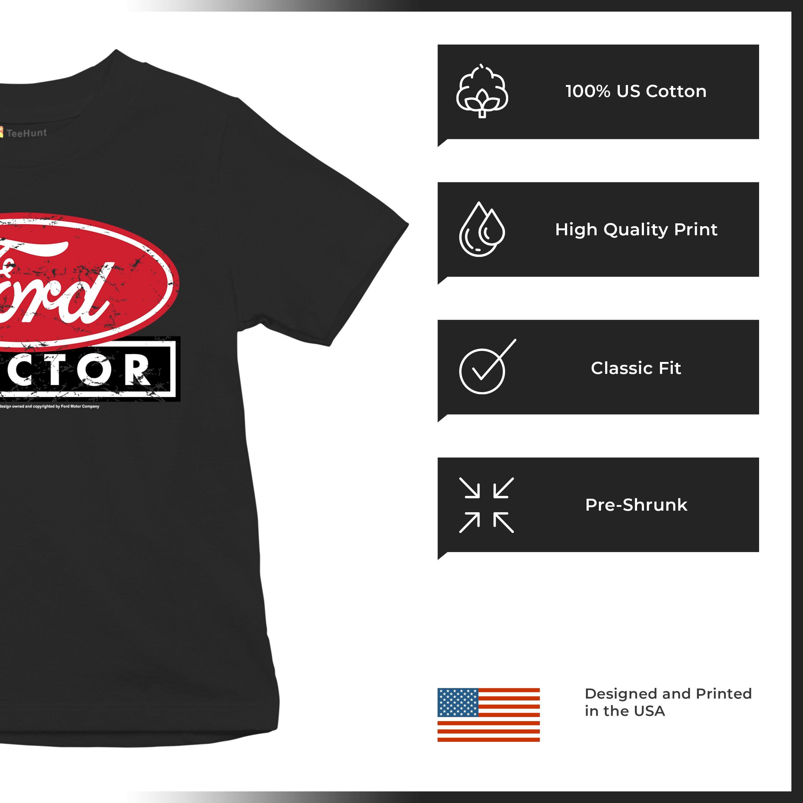 Ford Tractor Red Distressed Logo Youth T-shirt Vintage Farm Classic Brand Kids - Picture 7 of 43