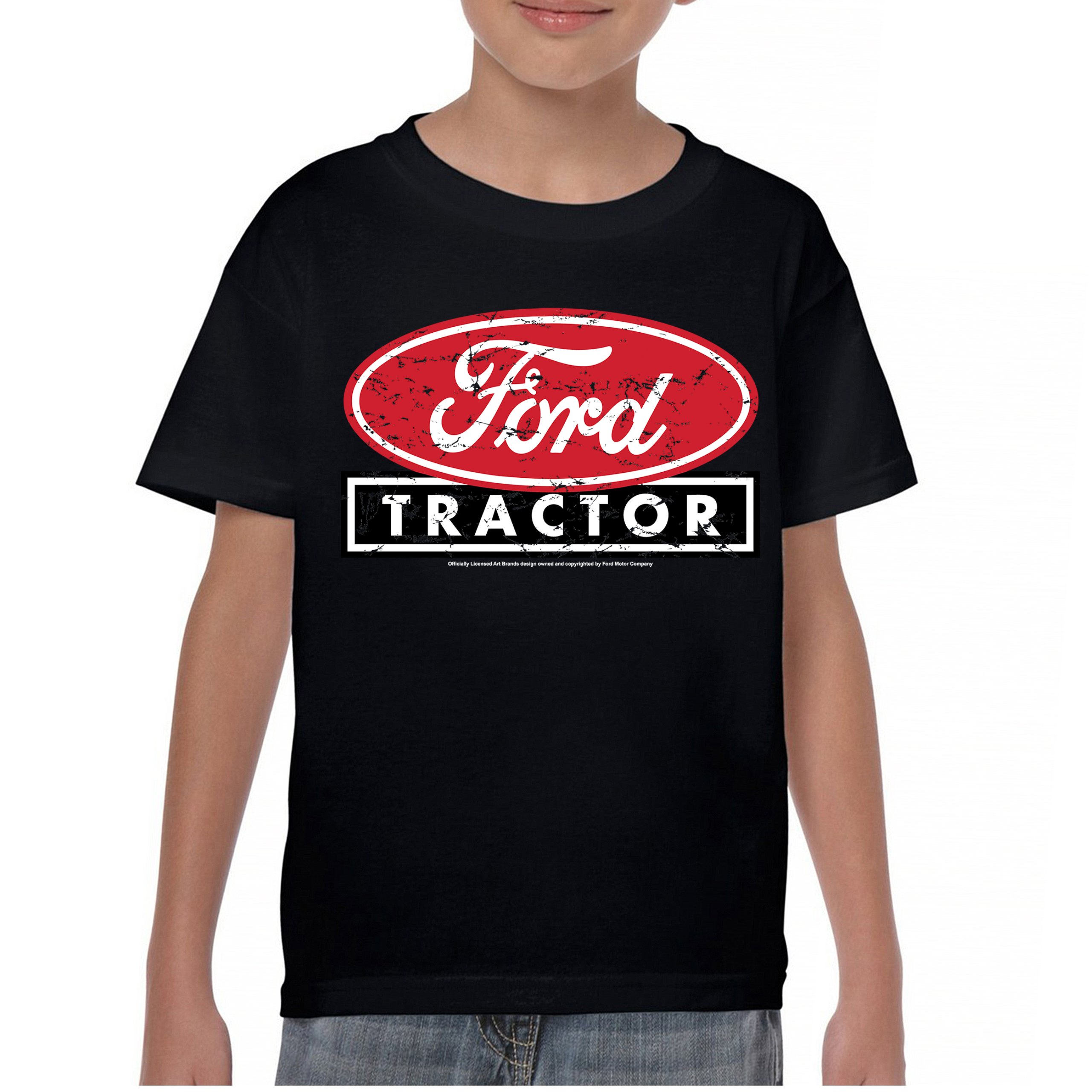 Ford Tractor Red Distressed Logo Youth T-shirt Vintage Farm Classic Brand Kids - Picture 2 of 43