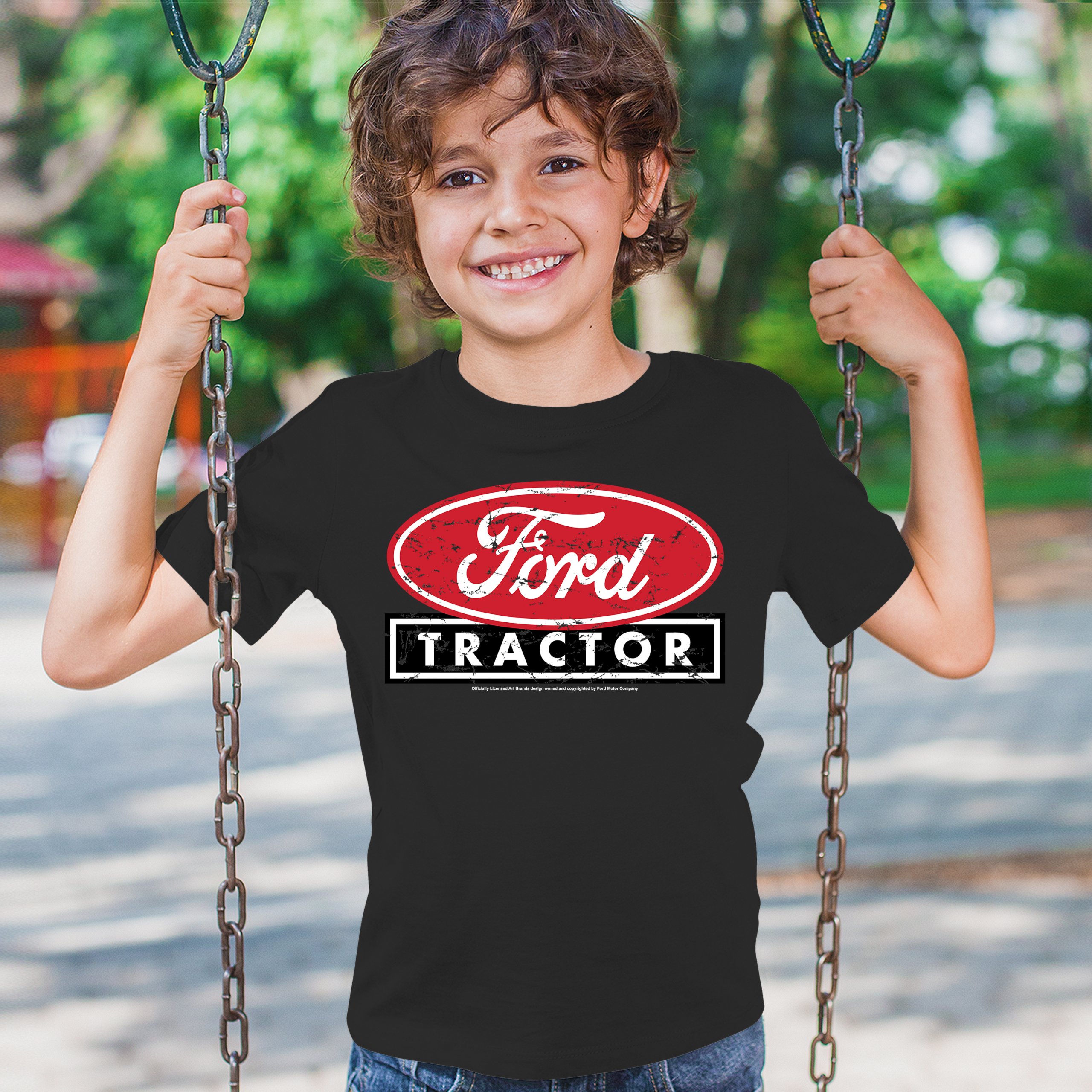 Ford Tractor Red Distressed Logo Youth T-shirt Vintage Farm Classic Brand Kids - Picture 5 of 43