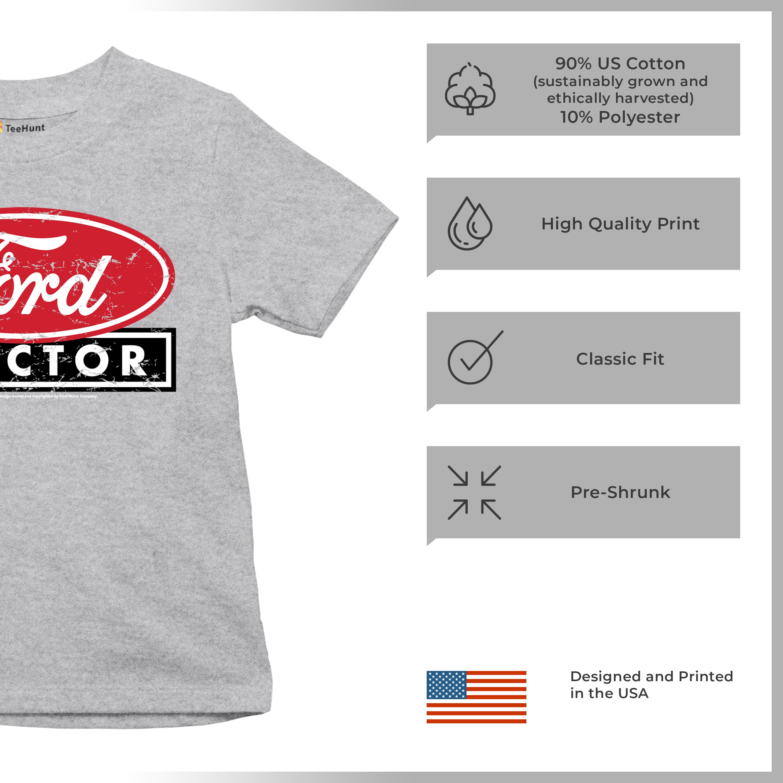 Ford Tractor Red Distressed Logo Youth T-shirt Vintage Farm Classic Brand Kids - Picture 14 of 43