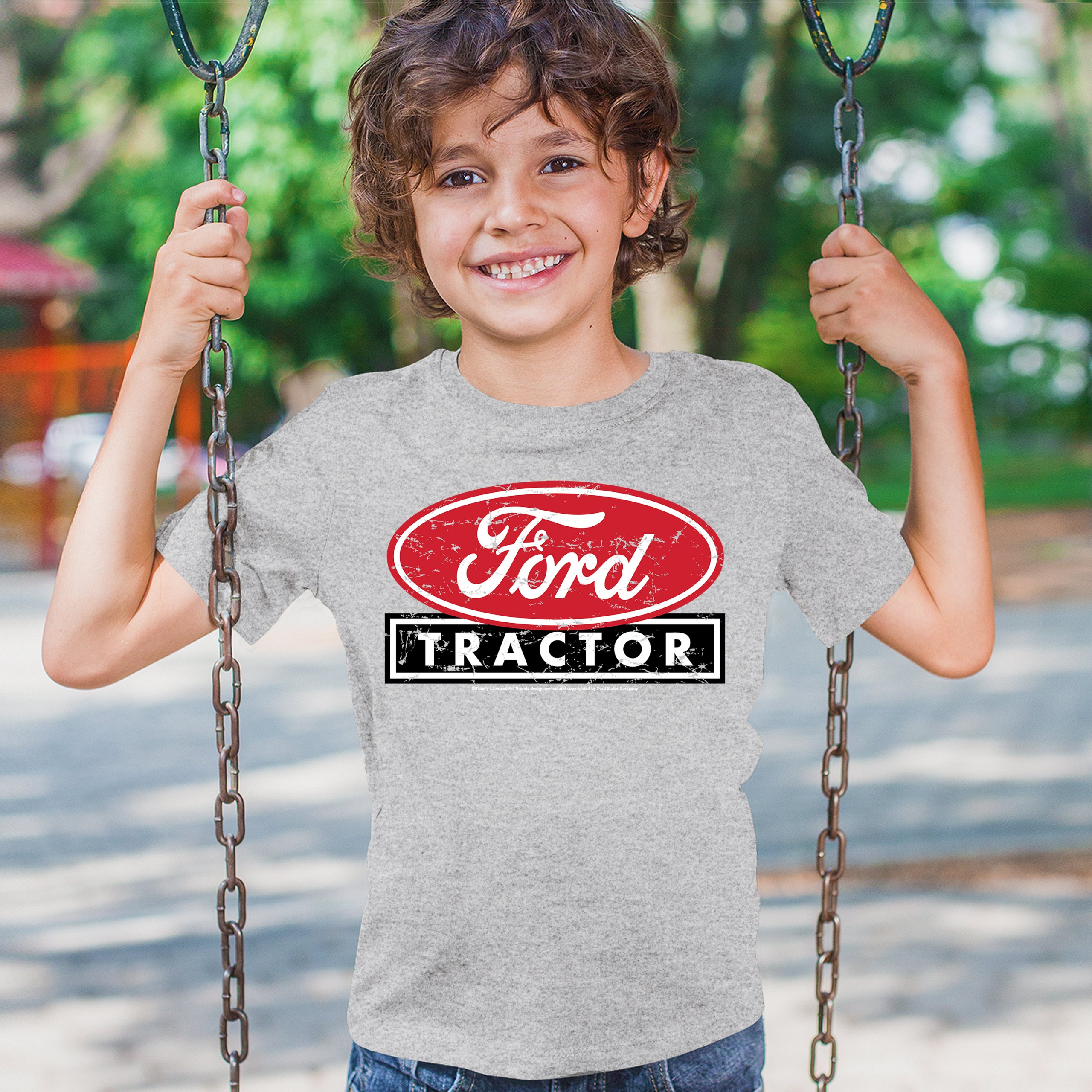 Ford Tractor Red Distressed Logo Youth T-shirt Vintage Farm Classic Brand Kids - Picture 12 of 43