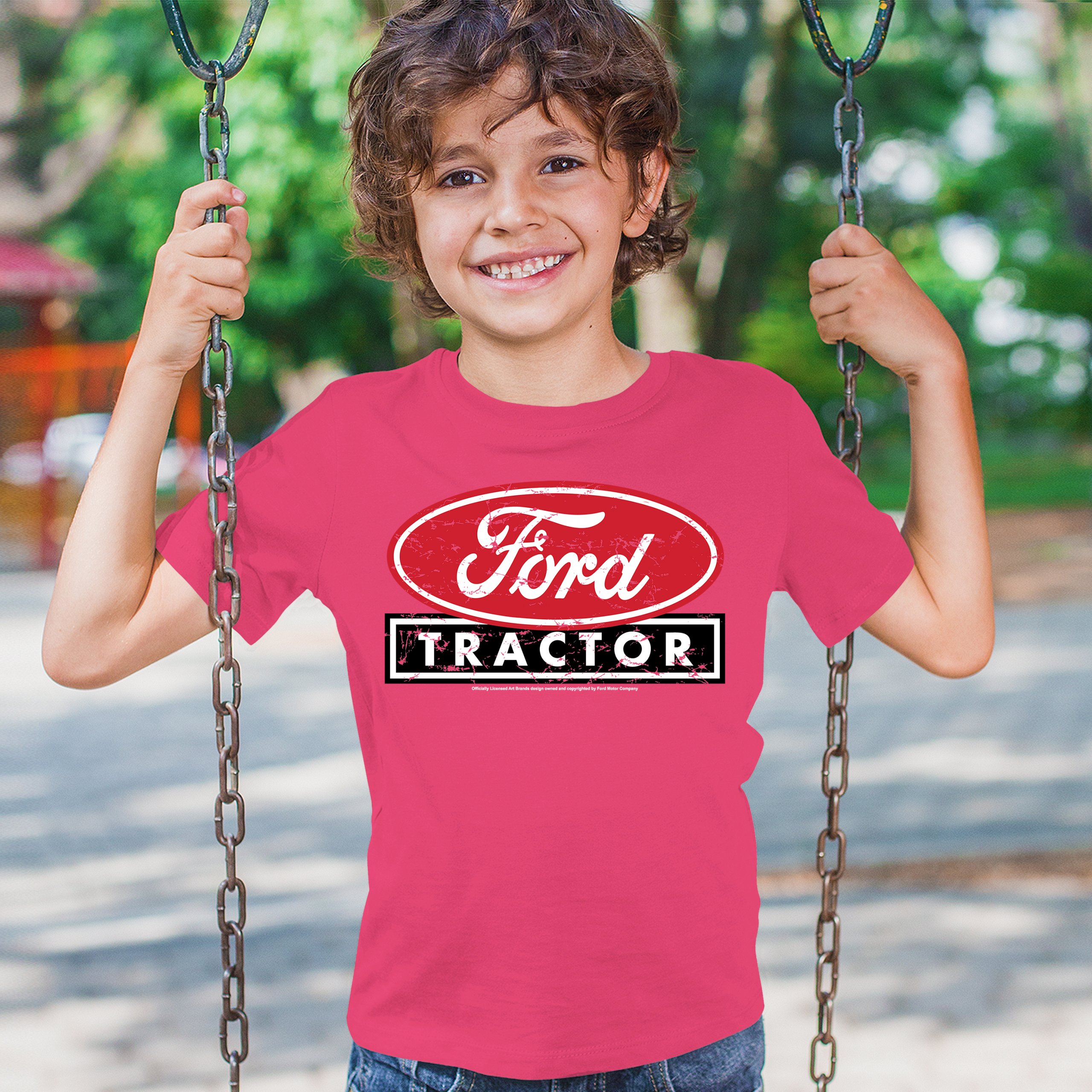 Ford Tractor Red Distressed Logo Youth T-shirt Vintage Farm Classic Brand Kids - Picture 40 of 43