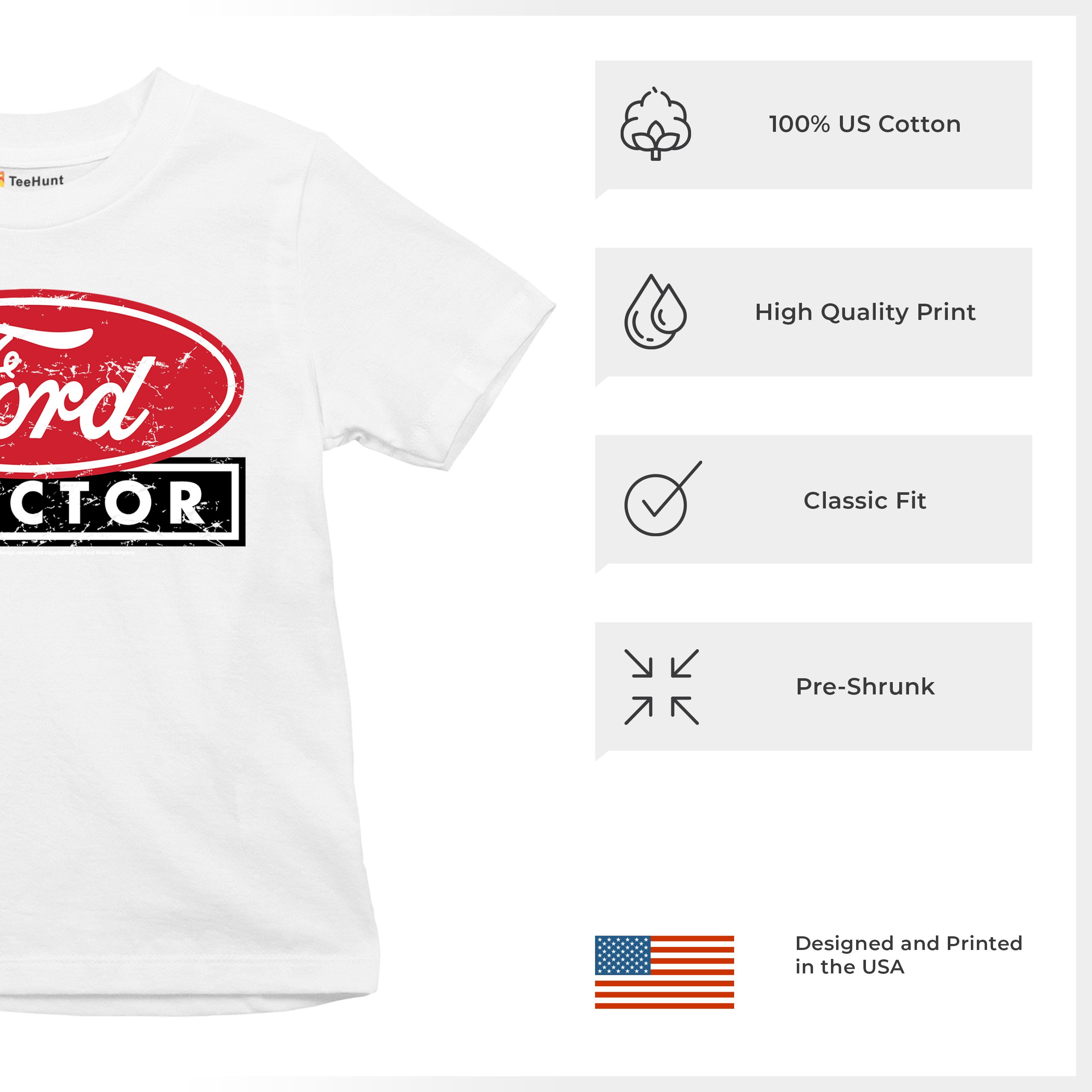 Ford Tractor Red Distressed Logo Youth T-shirt Vintage Farm Classic Brand Kids - Picture 21 of 43
