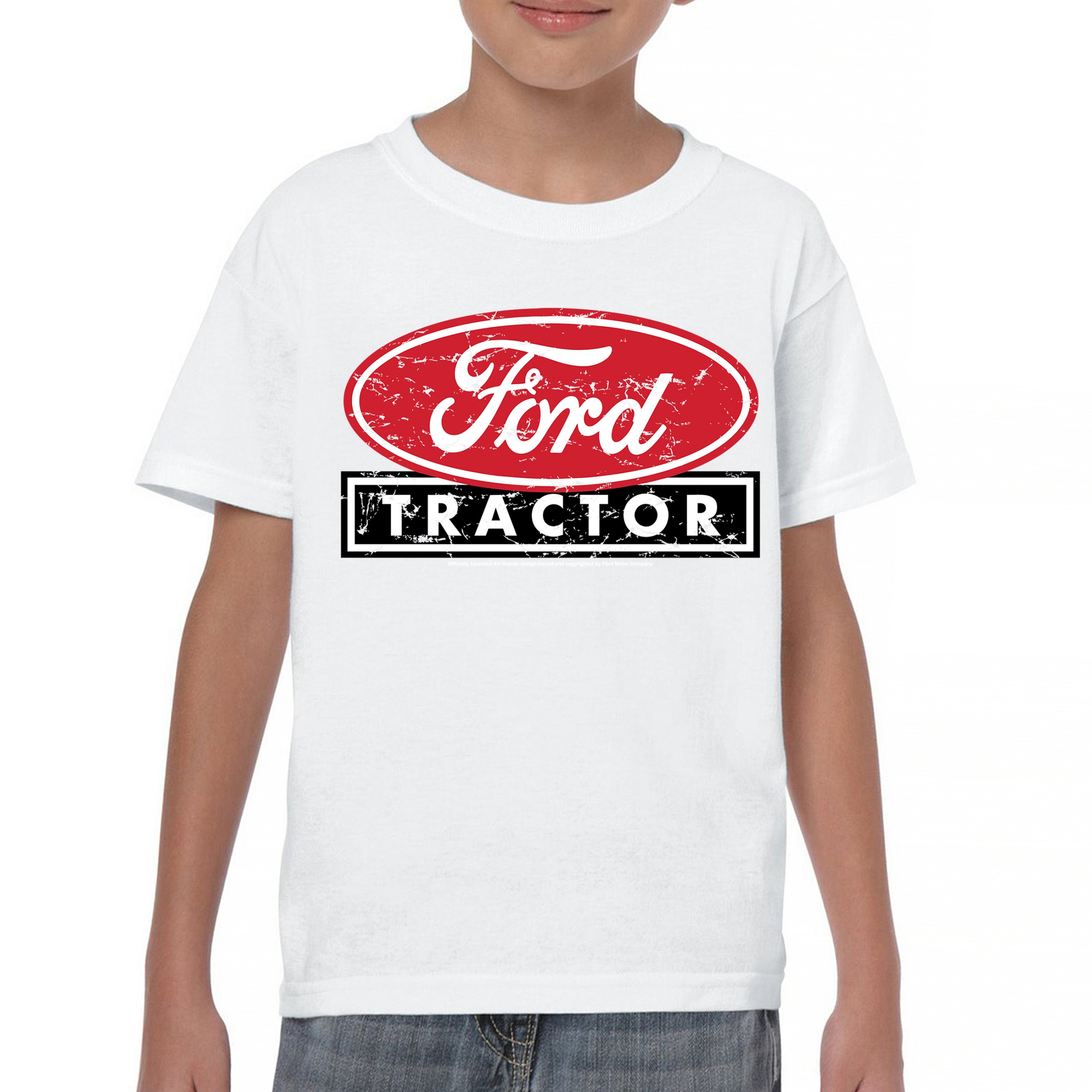 Ford Tractor Red Distressed Logo Youth T-shirt Vintage Farm Classic Brand Kids - Picture 16 of 43