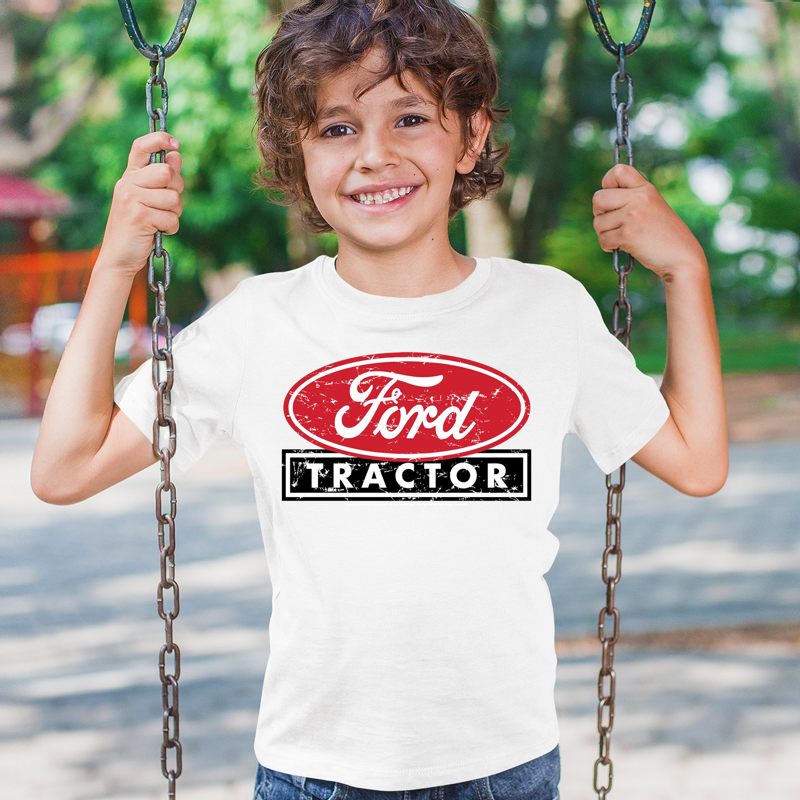 Ford Tractor Red Distressed Logo Youth T-shirt Vintage Farm Classic Brand Kids - Picture 19 of 43