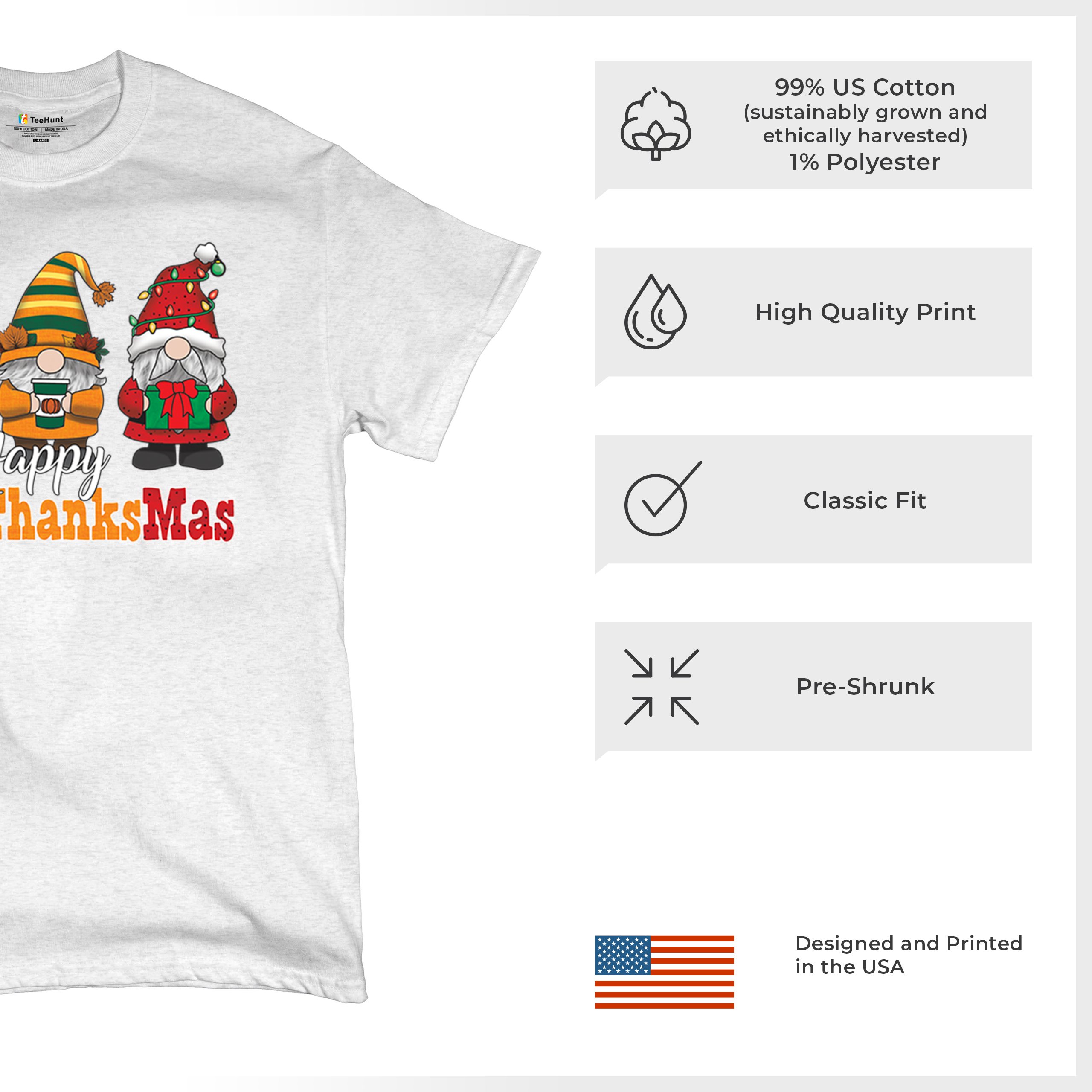 HallowThanksMas T-shirt Gnomes Halloween Thanksgiving Christmas Men's Tee - Picture 70 of 113