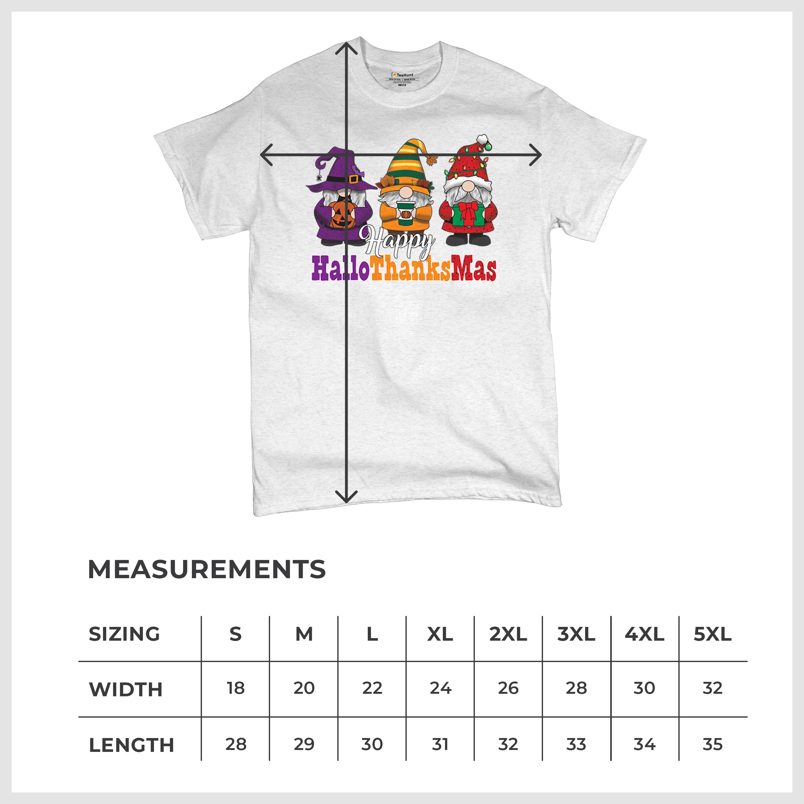 HallowThanksMas T-shirt Gnomes Halloween Thanksgiving Christmas Men's Tee - Picture 71 of 113