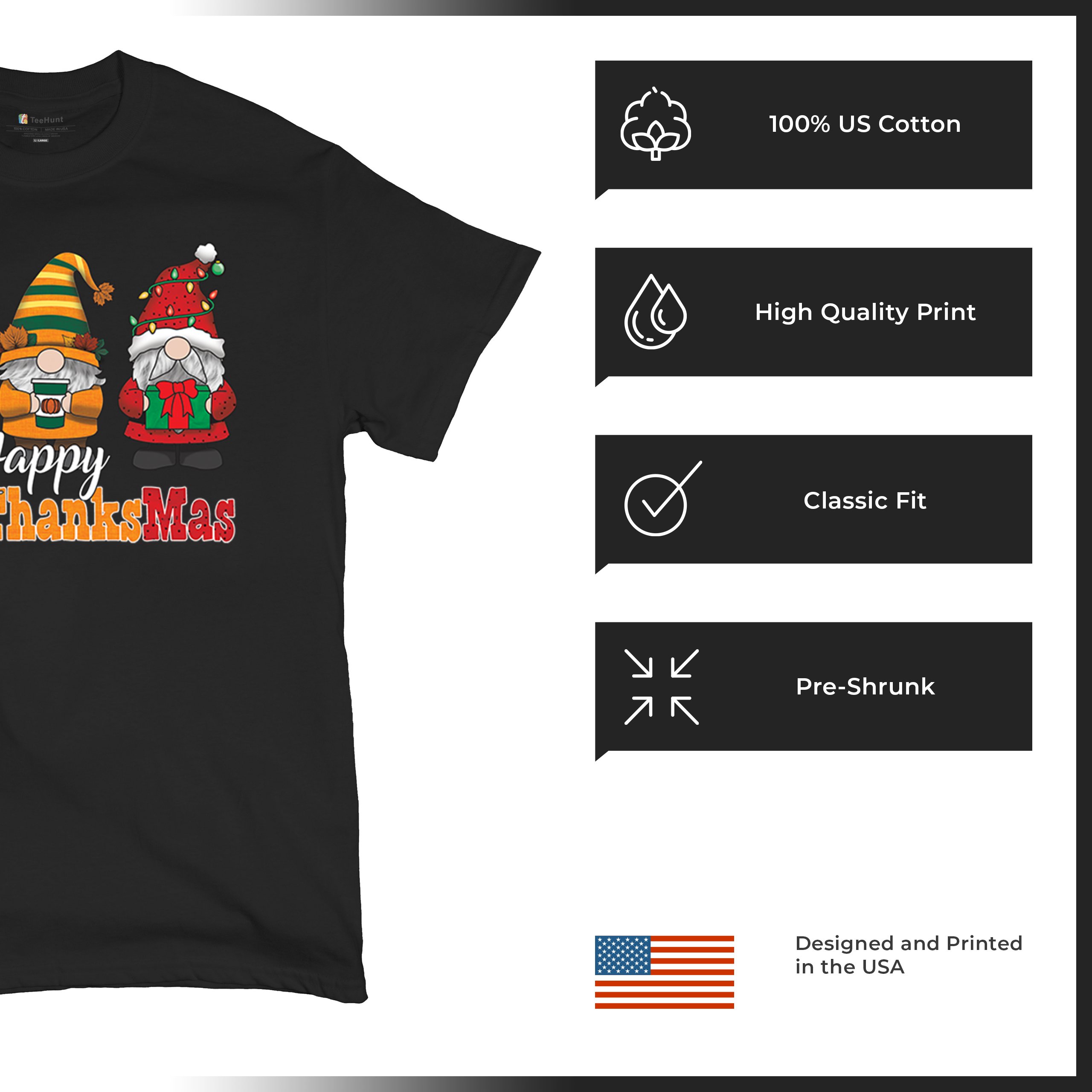 HallowThanksMas T-shirt Gnomes Halloween Thanksgiving Christmas Men's Tee - Picture 7 of 113
