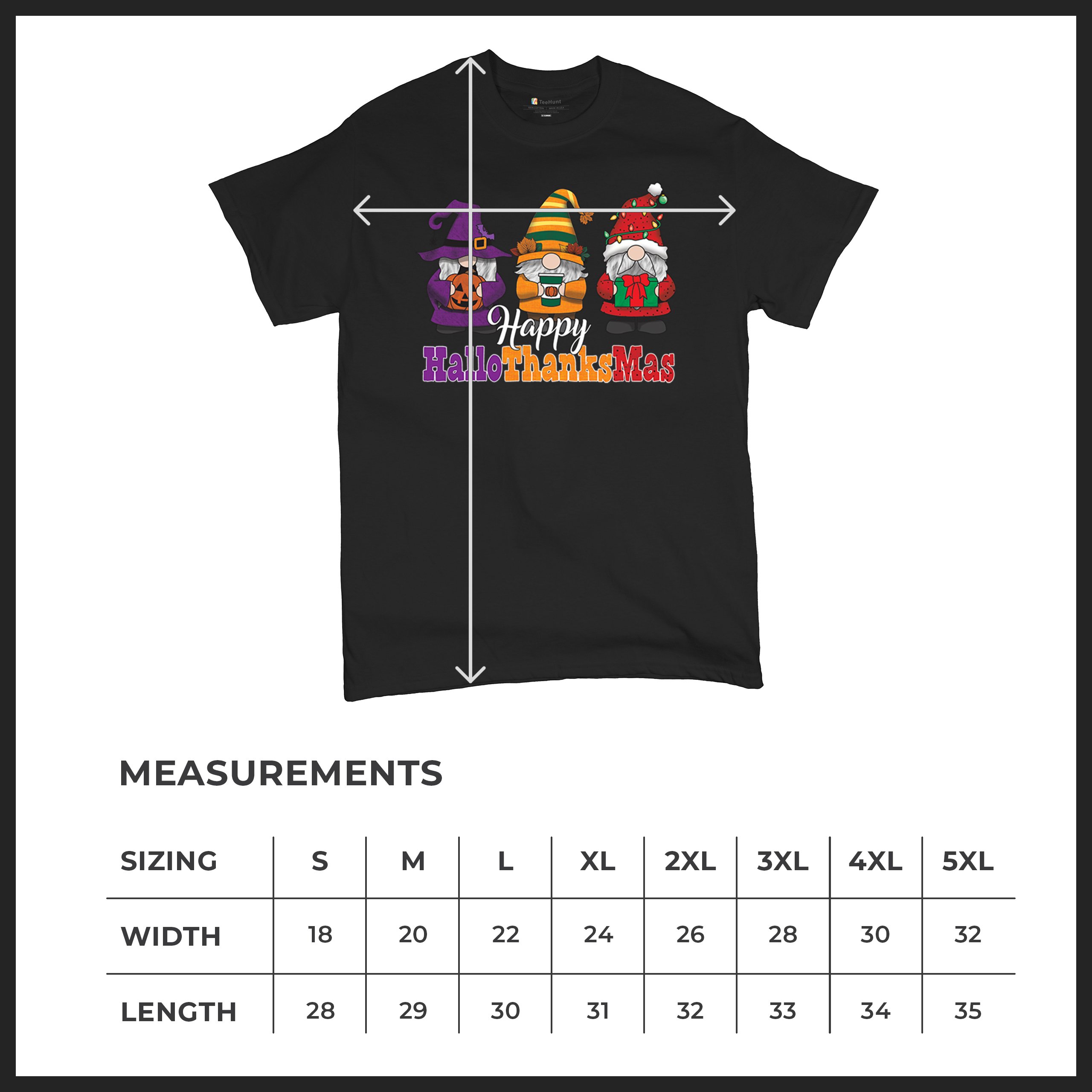 HallowThanksMas T-shirt Gnomes Halloween Thanksgiving Christmas Men's Tee - Picture 8 of 113