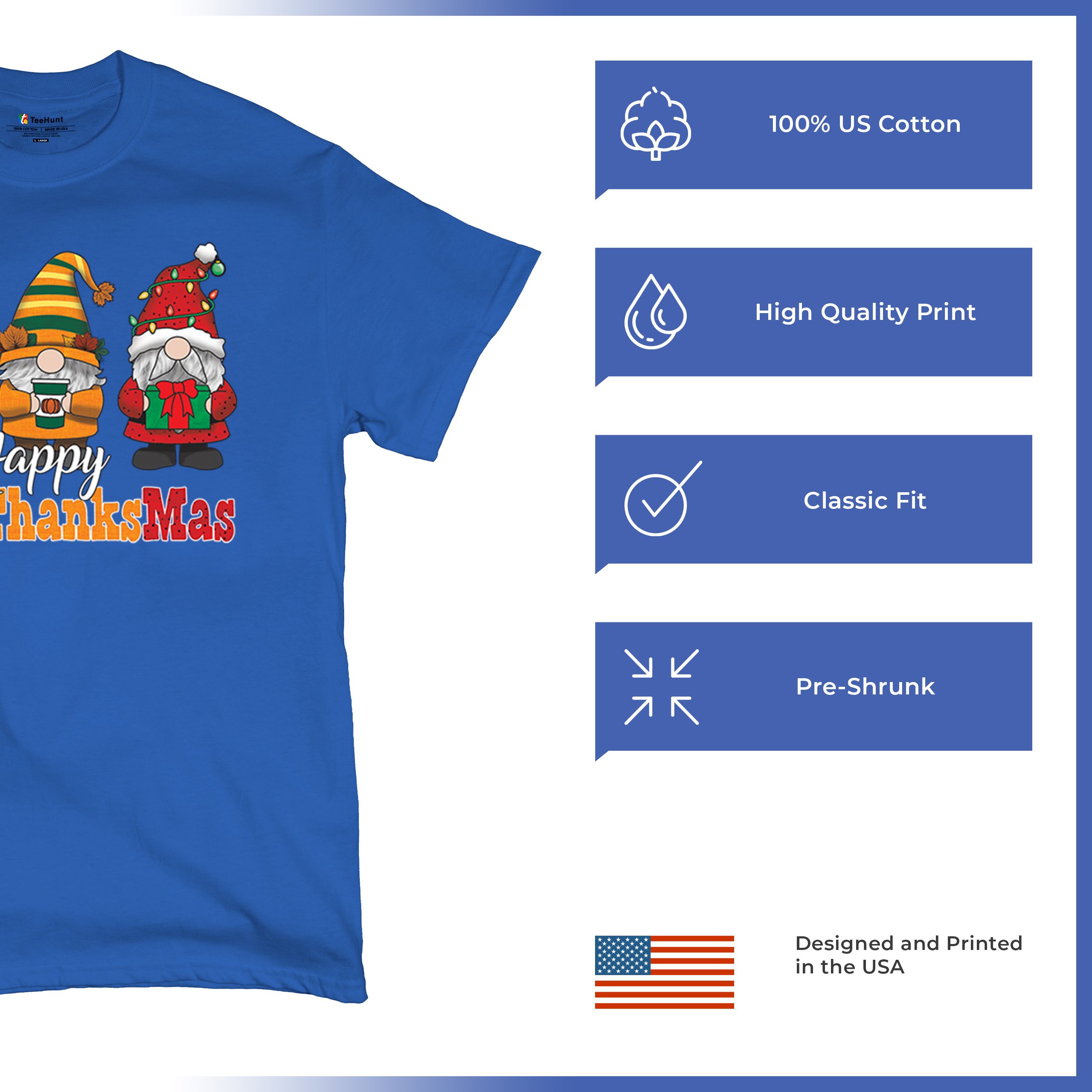 HallowThanksMas T-shirt Gnomes Halloween Thanksgiving Christmas Men's Tee - Picture 105 of 113