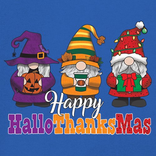 HallowThanksMas T-shirt Gnomes Halloween Thanksgiving Christmas Men's Tee - Picture 102 of 113