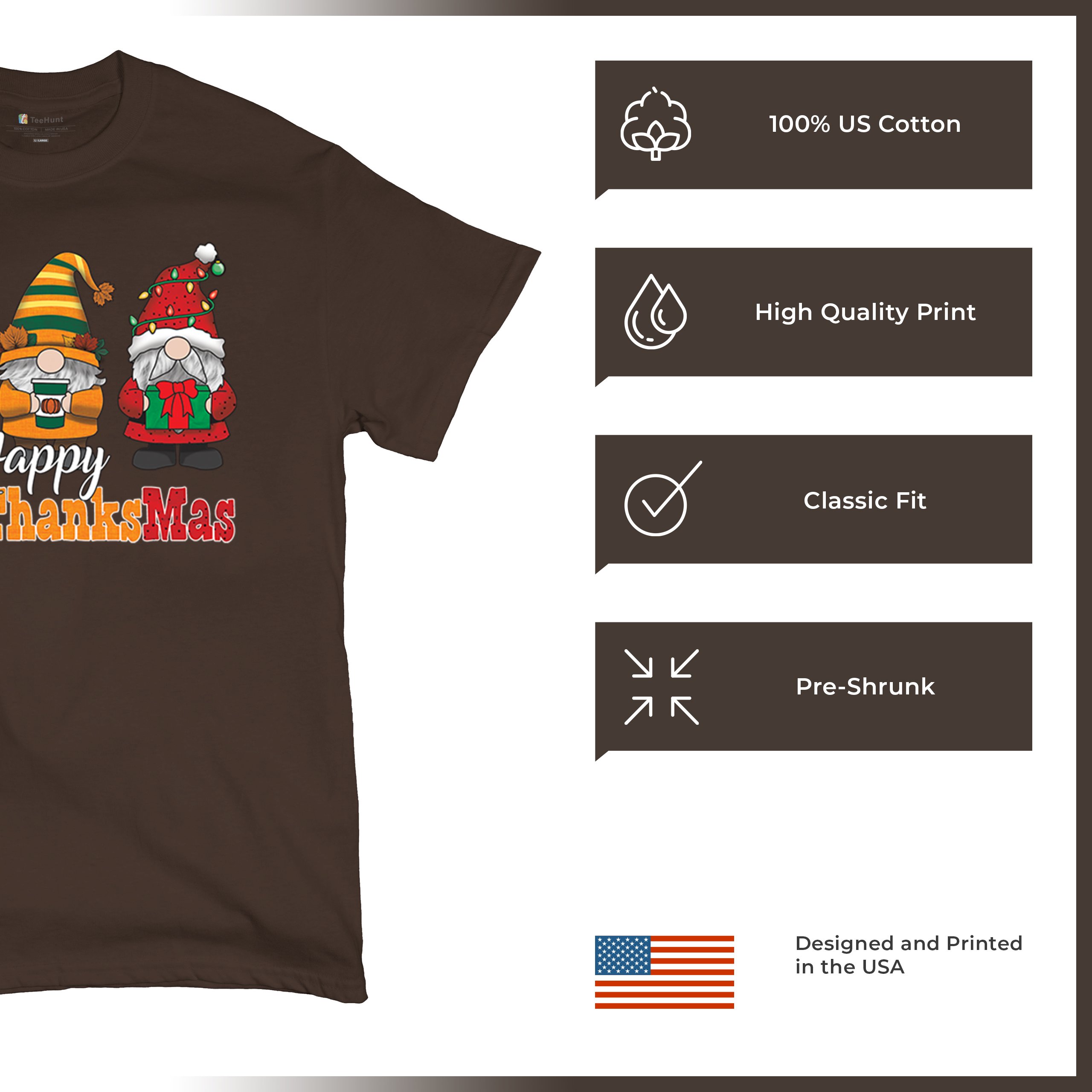 HallowThanksMas T-shirt Gnomes Halloween Thanksgiving Christmas Men's Tee - Picture 77 of 113
