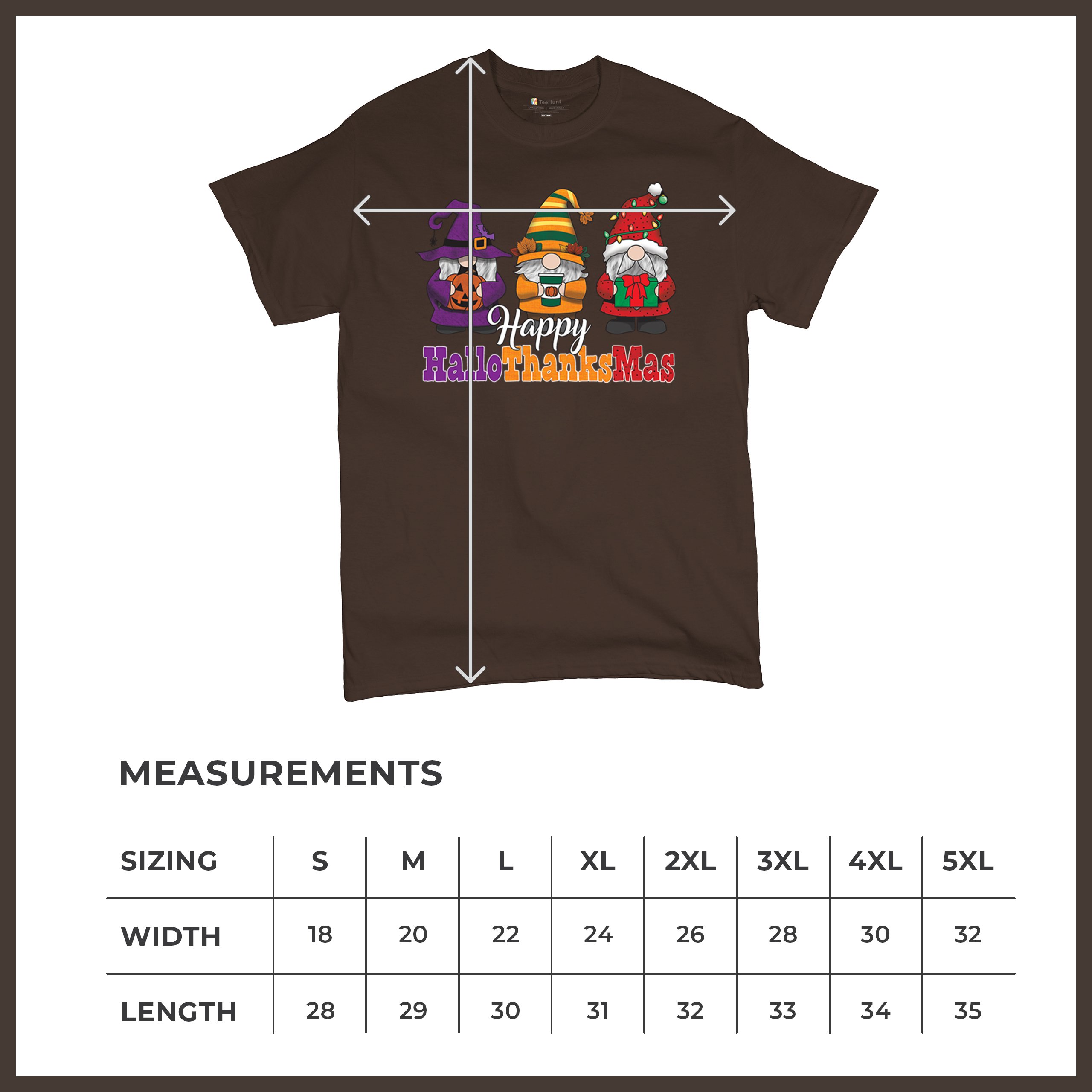 HallowThanksMas T-shirt Gnomes Halloween Thanksgiving Christmas Men's Tee - Picture 78 of 113