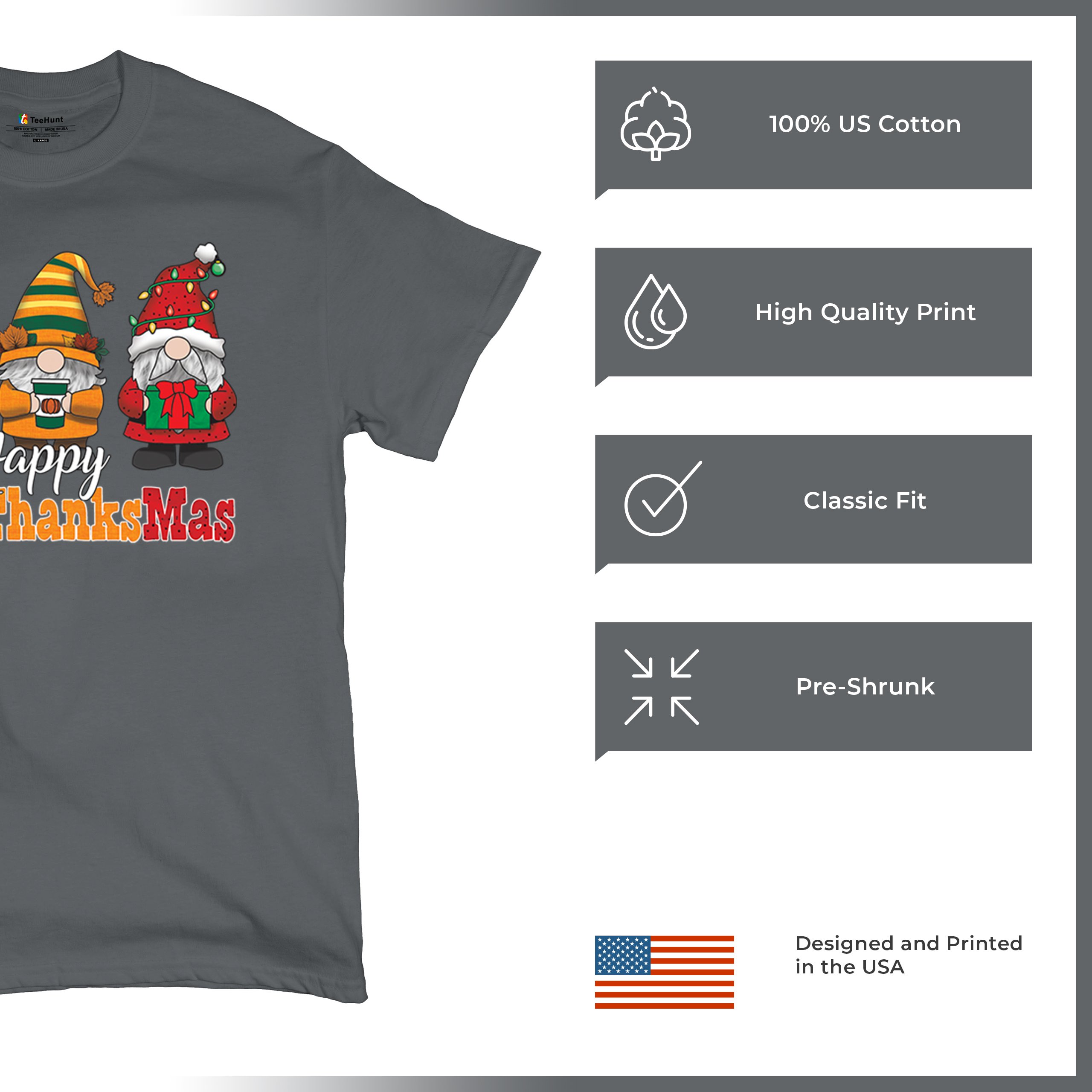 HallowThanksMas T-shirt Gnomes Halloween Thanksgiving Christmas Men's Tee - Picture 84 of 113