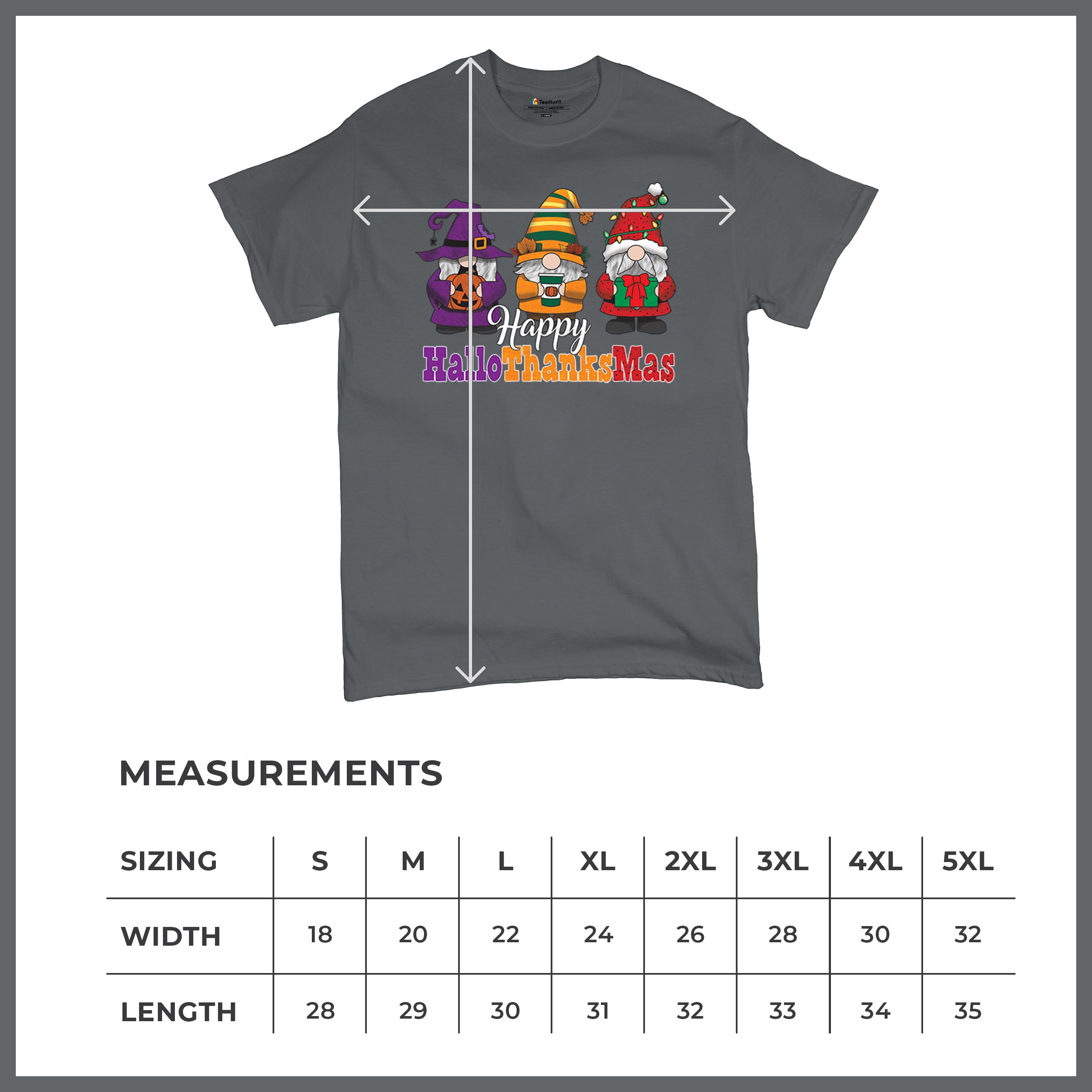 HallowThanksMas T-shirt Gnomes Halloween Thanksgiving Christmas Men's Tee - Picture 85 of 113