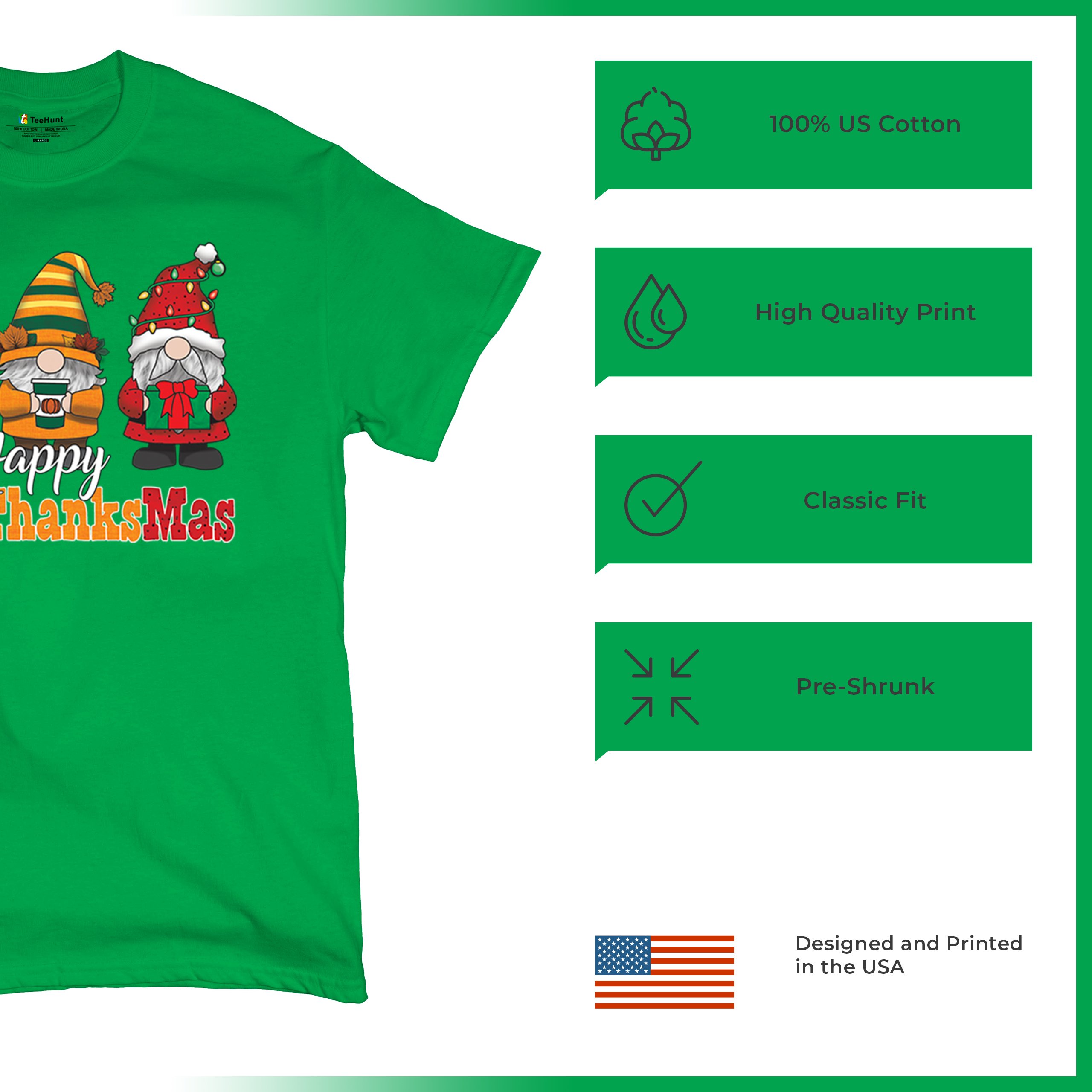 HallowThanksMas T-shirt Gnomes Halloween Thanksgiving Christmas Men's Tee - Picture 63 of 113